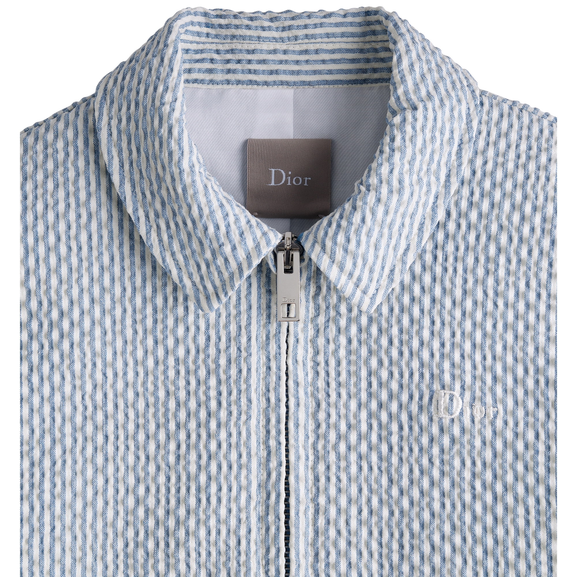 Kids' Jacket Light Blue Striped Virgin Wool-Silk-Linen Seersucker E10
