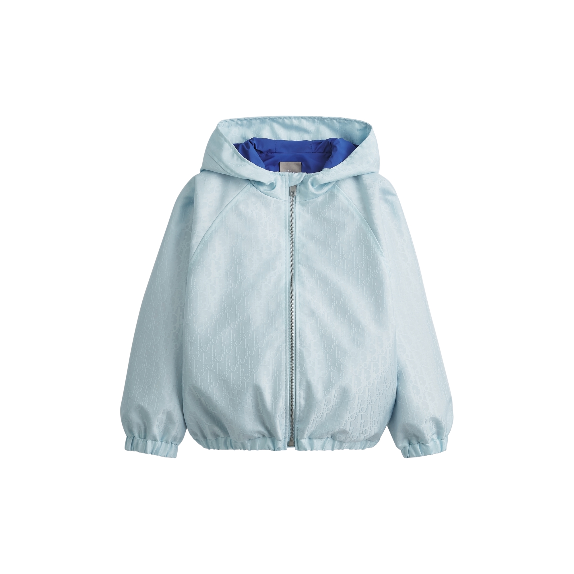 Kids' Hooded Windbreaker Jacket Light Blue Dior Oblique Technical Fabric E01