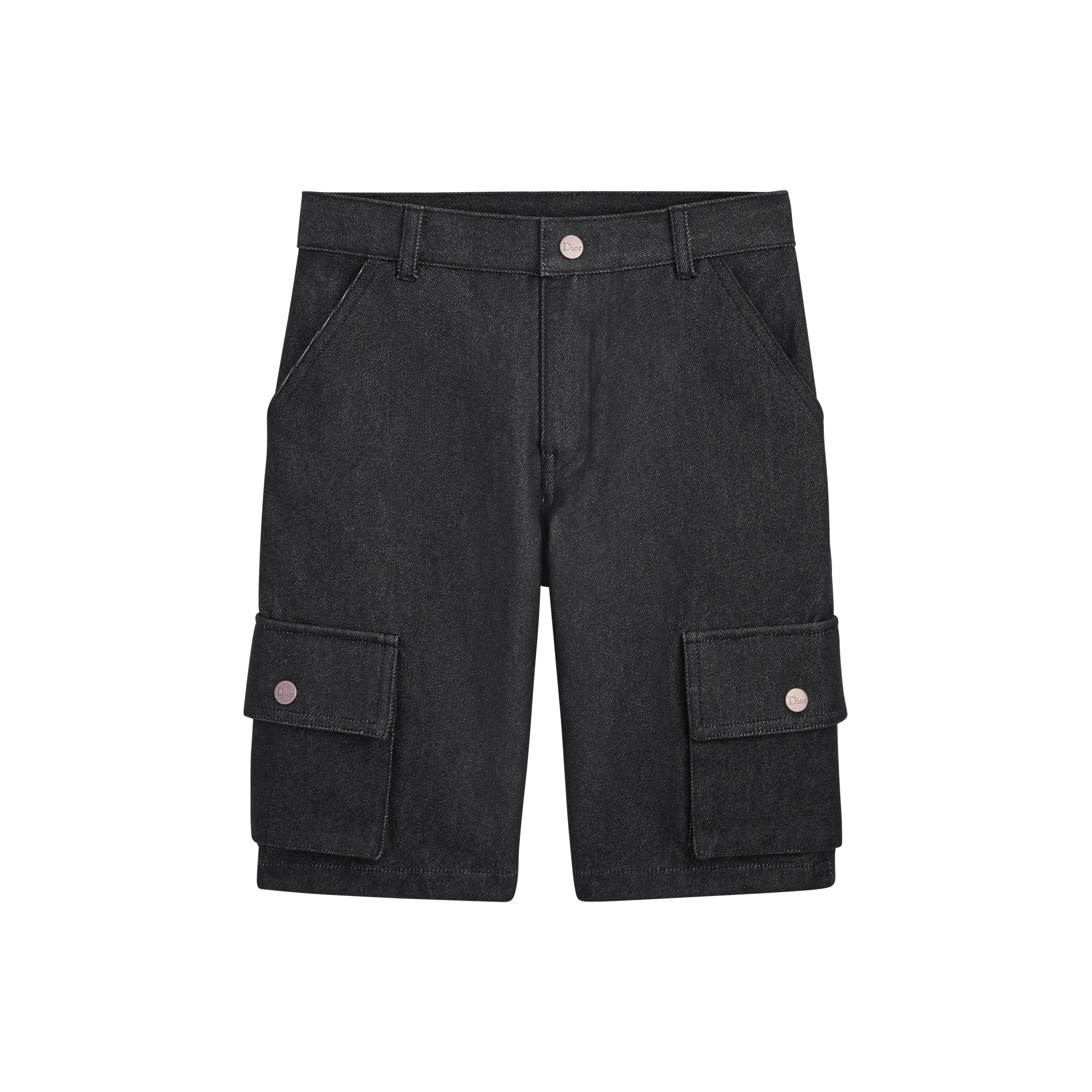 Kids' Cargo Shorts Anthracite Gray Cotton Gabardine E01