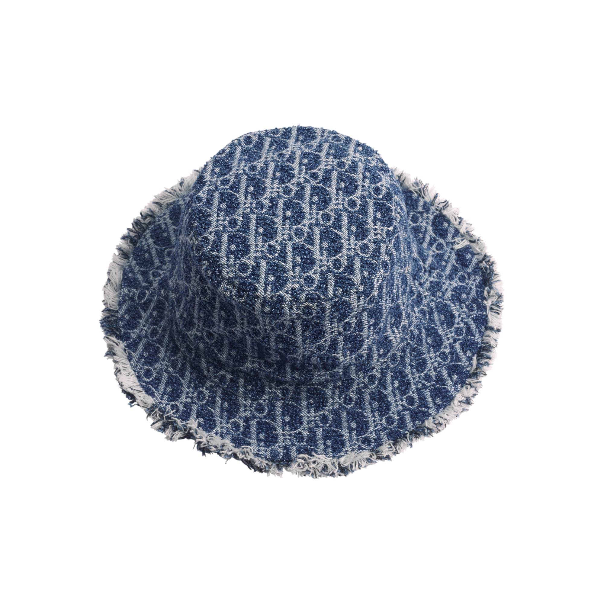 Kids' Bucket Hat Blue Spongy Dior Oblique Jacquard Cotton Denim E06
