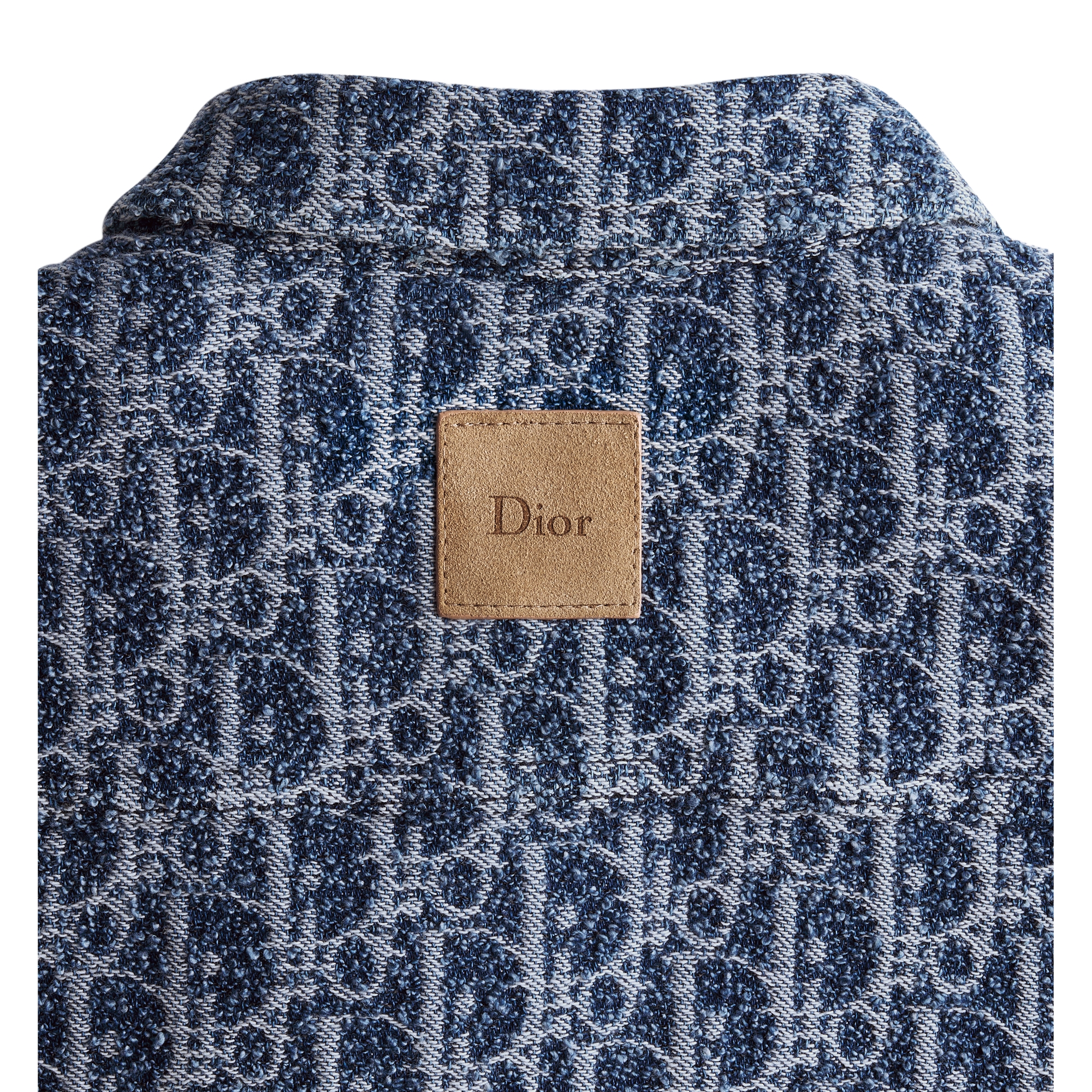 Kids' Short-Sleeved Shirt Blue Spongy Dior Oblique Jacquard Cotton Twill E10