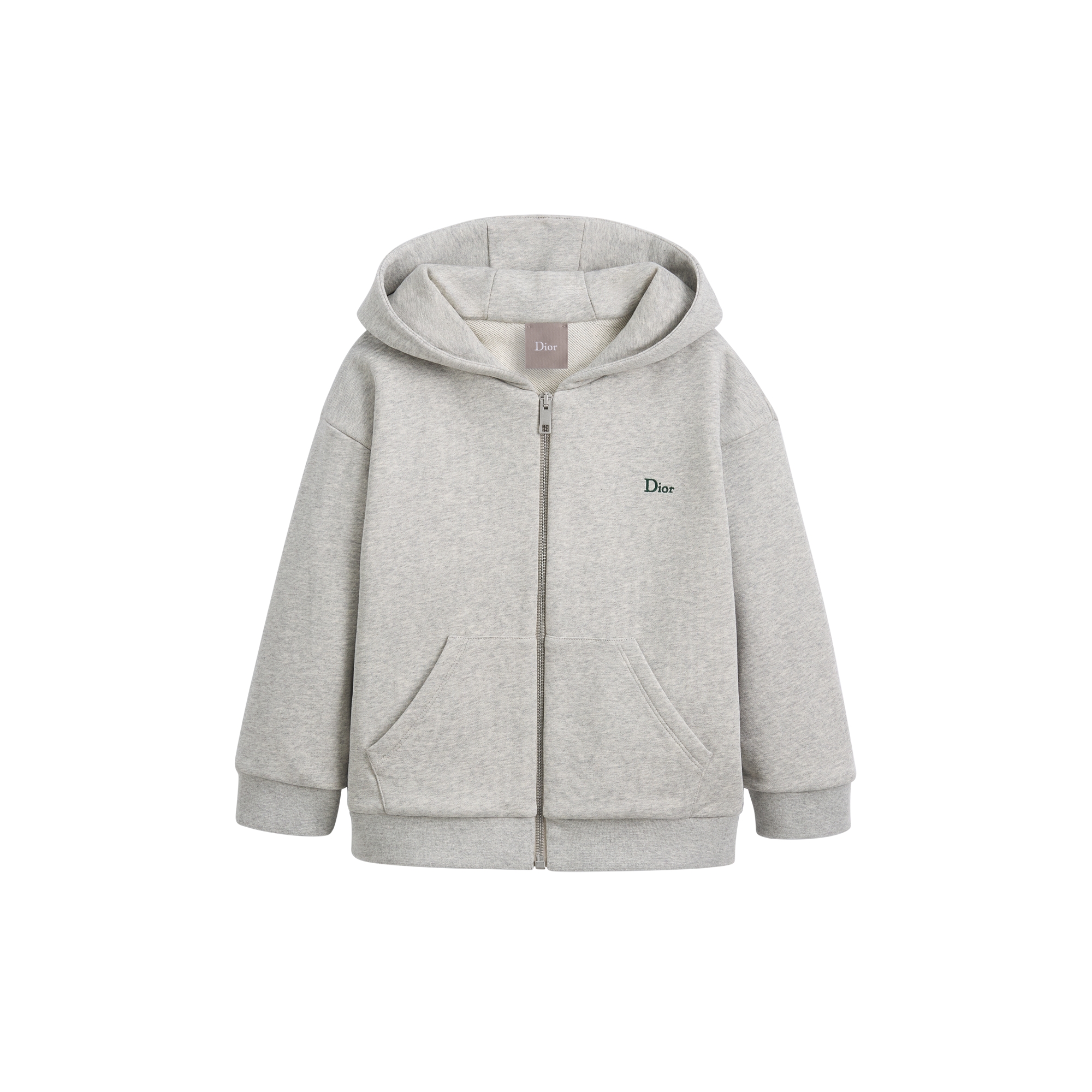 Kids' Zipped Sweatshirt with Hood Heathered Gray Cotton Fleece E01