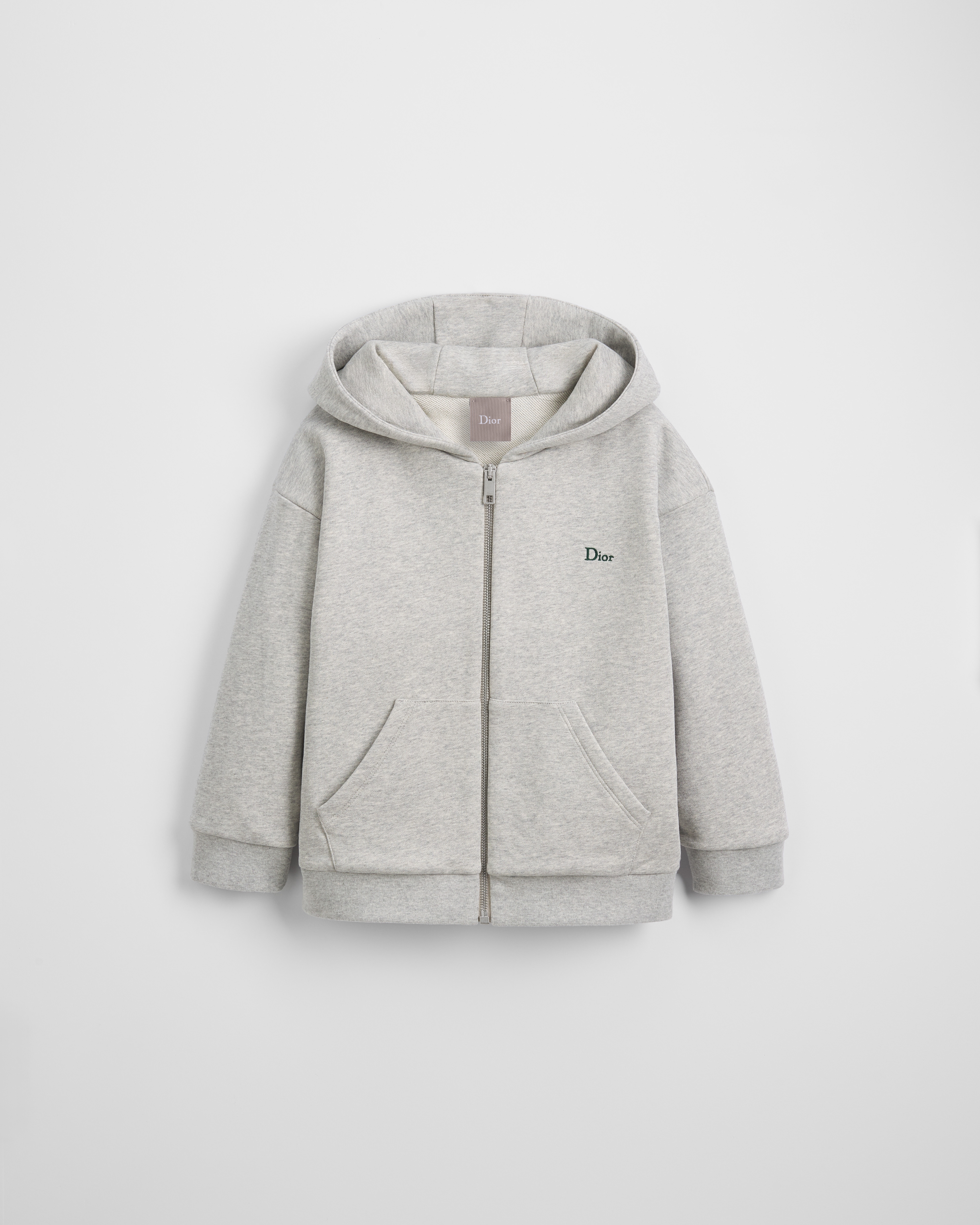 Moletom com zíper e capuz para crianças Velo de algodão cinza-mesclado E01