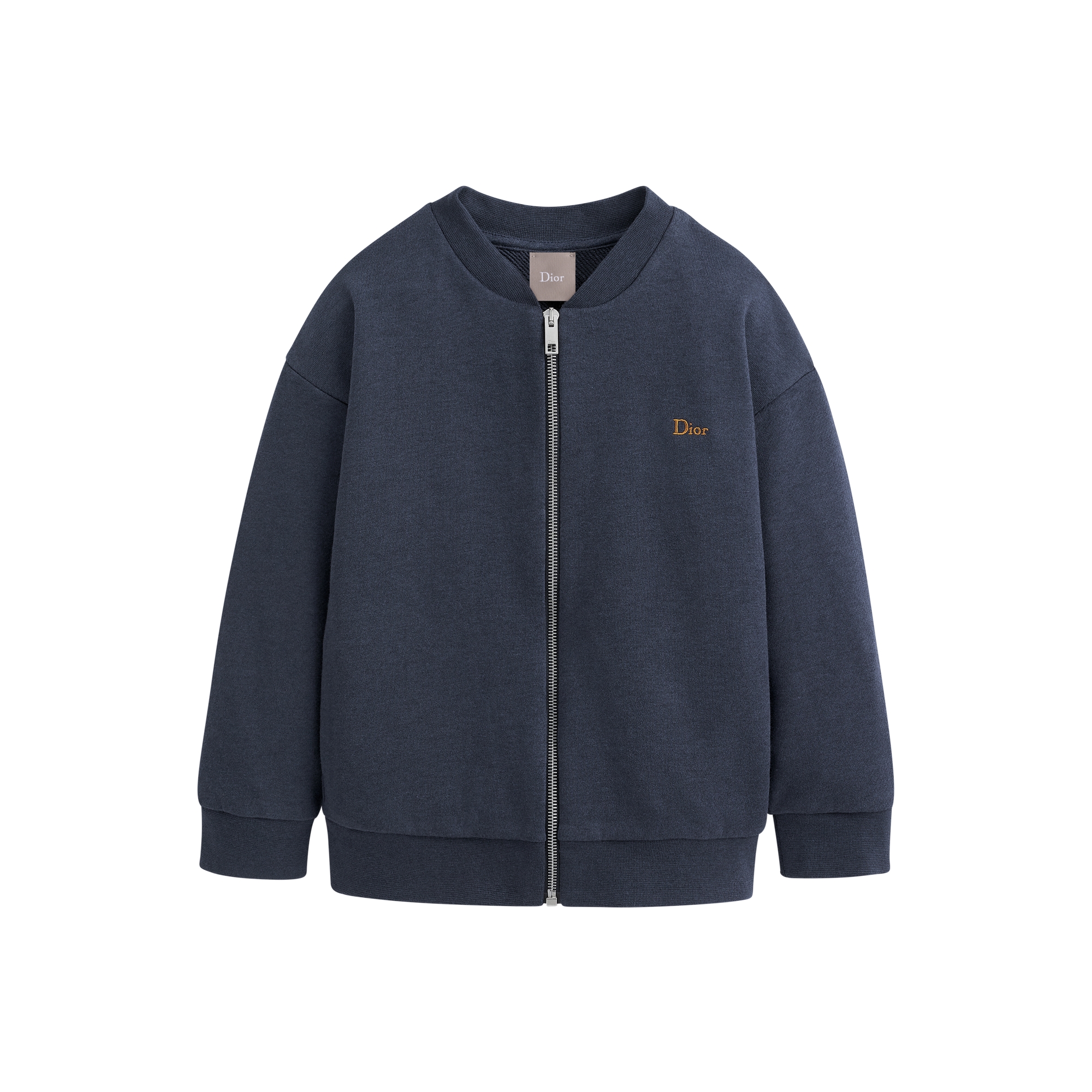 Kids' Zipped Sweatshirt Navy Blue Cotton and Wool Fleece E01