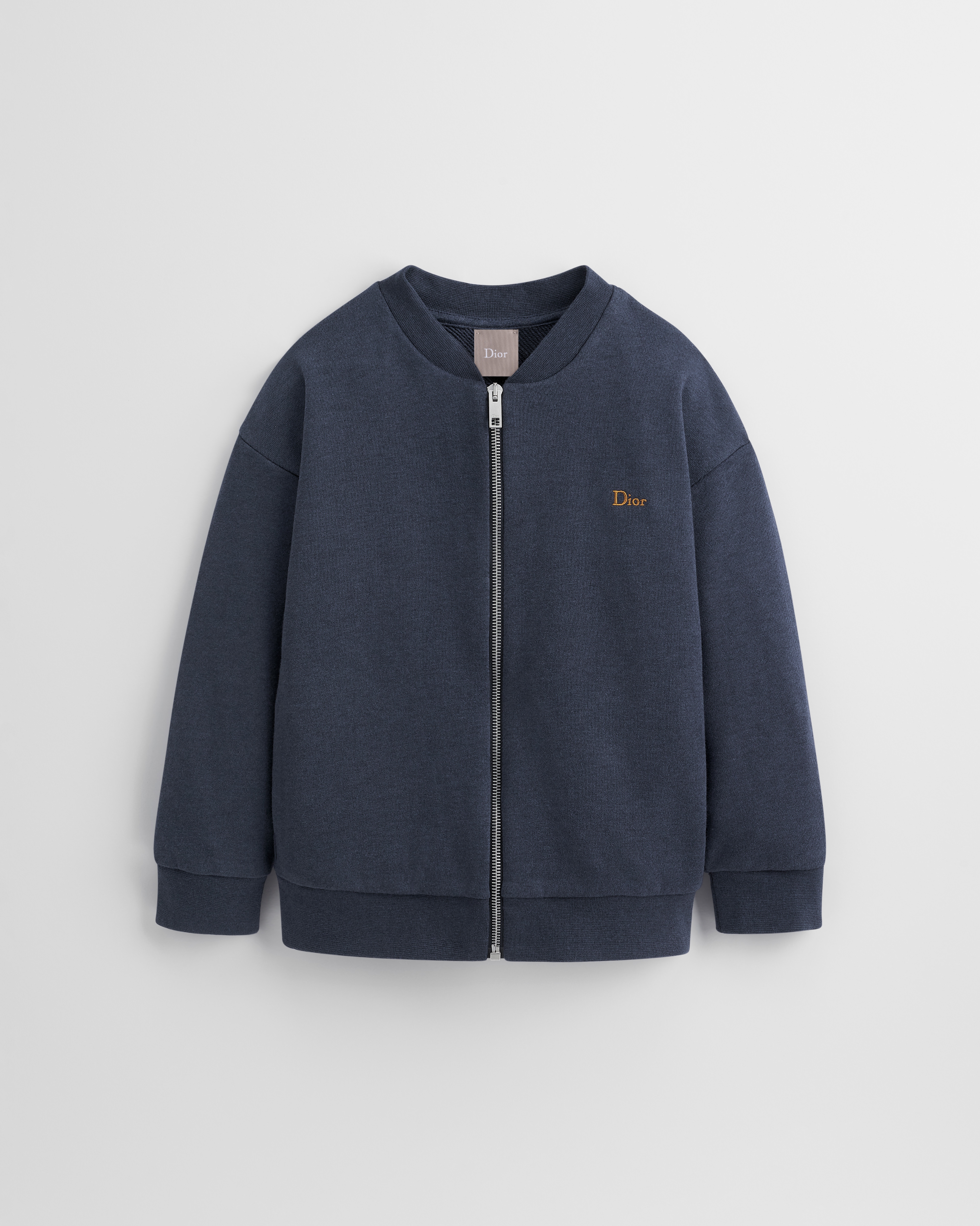 Kids' Zipped Sweatshirt Navy Blue Cotton and Wool Fleece E01