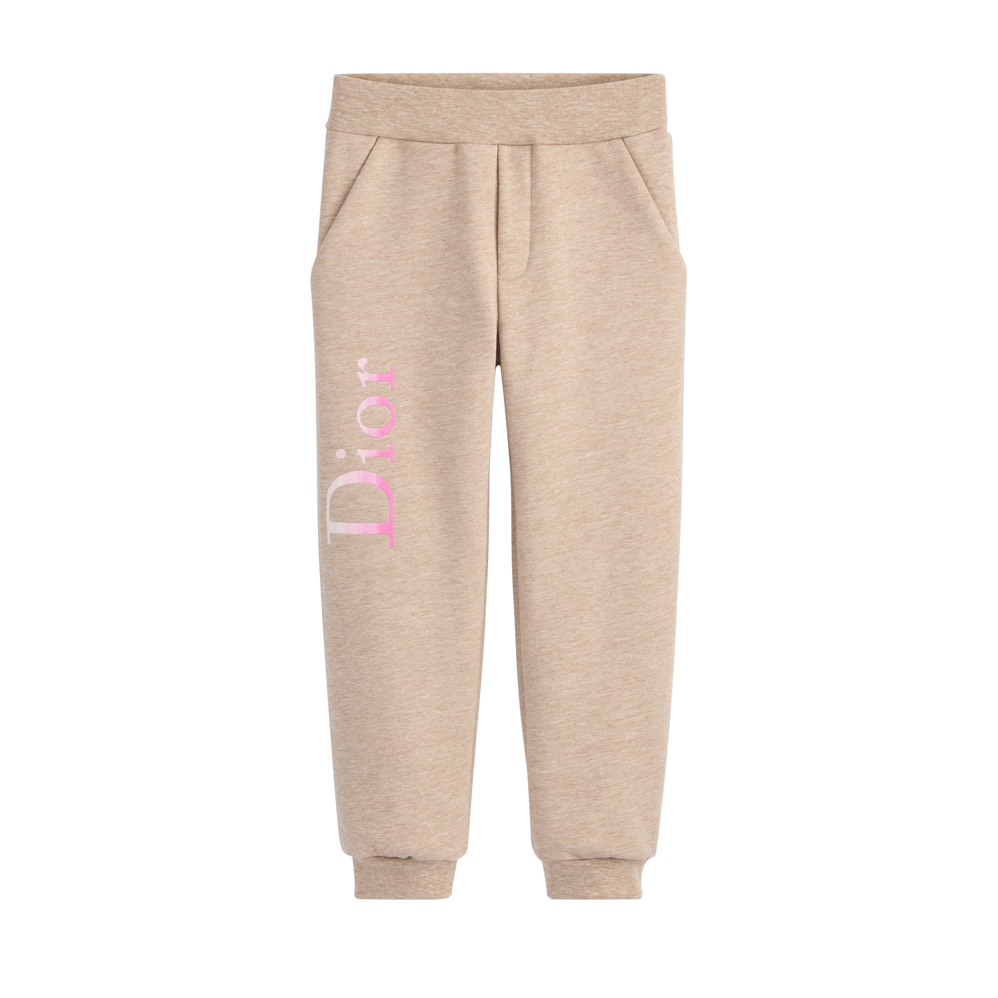 Kids' Track Pants Beige Cotton Fleece E01