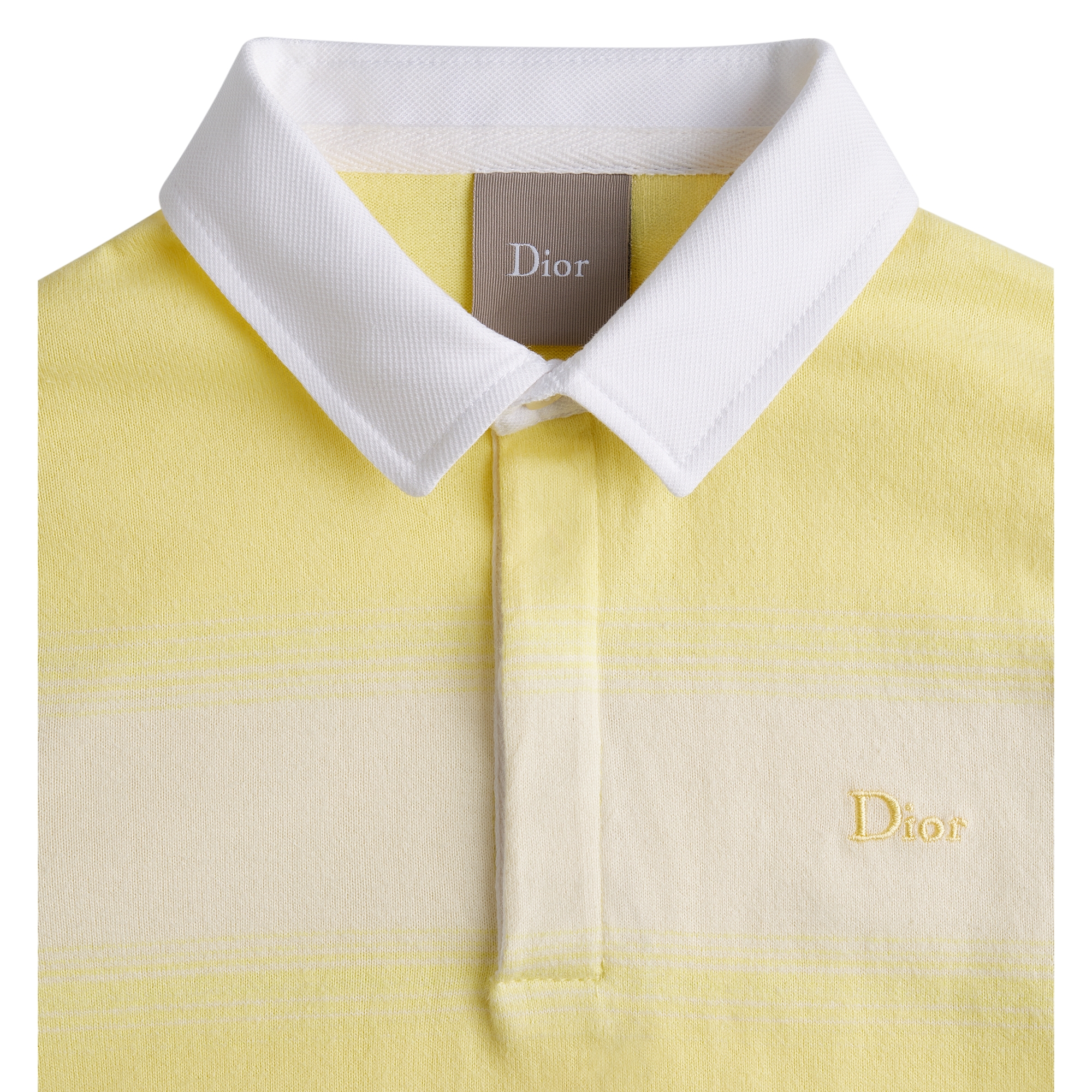 Kids' Polo Shirt Ivory Cotton Jersey with Yellow Stripes E10