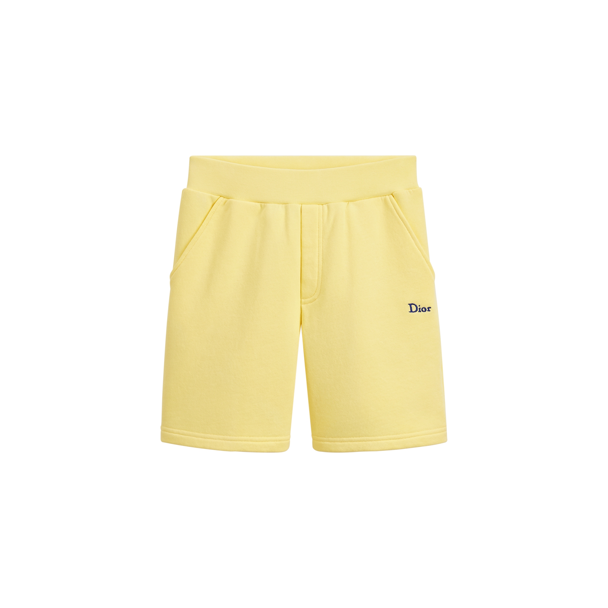 Kids' Track Shorts Yellow Cotton Fleece E01