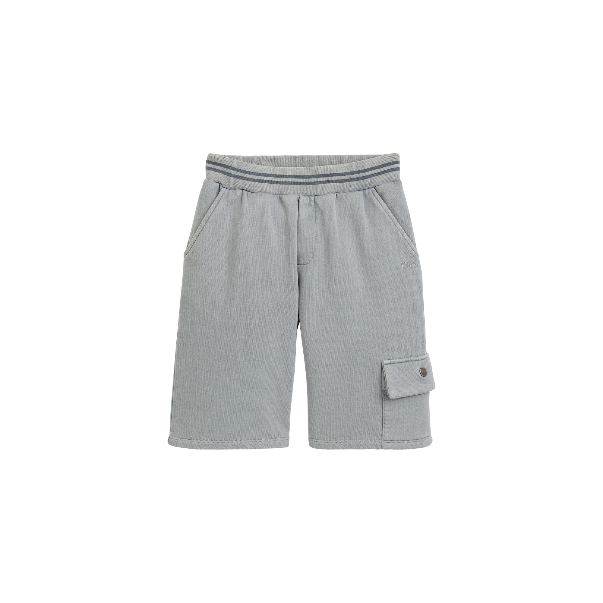 Kids' Track Shorts Stonewashed Gray Cotton Fleece E01