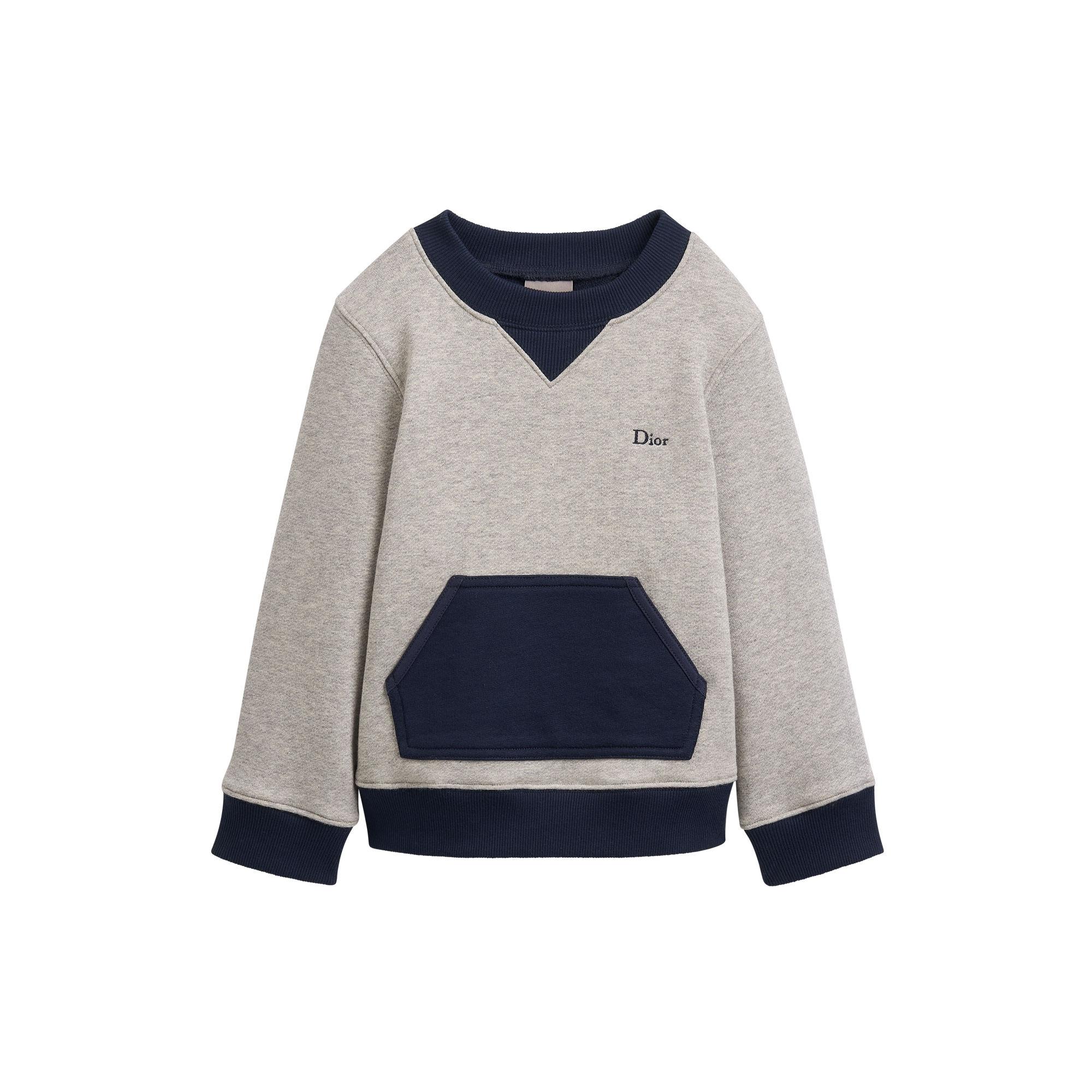 Kids' Sweatshirt Heathered Gray and Navy Blue Cotton Fleece | DIOR