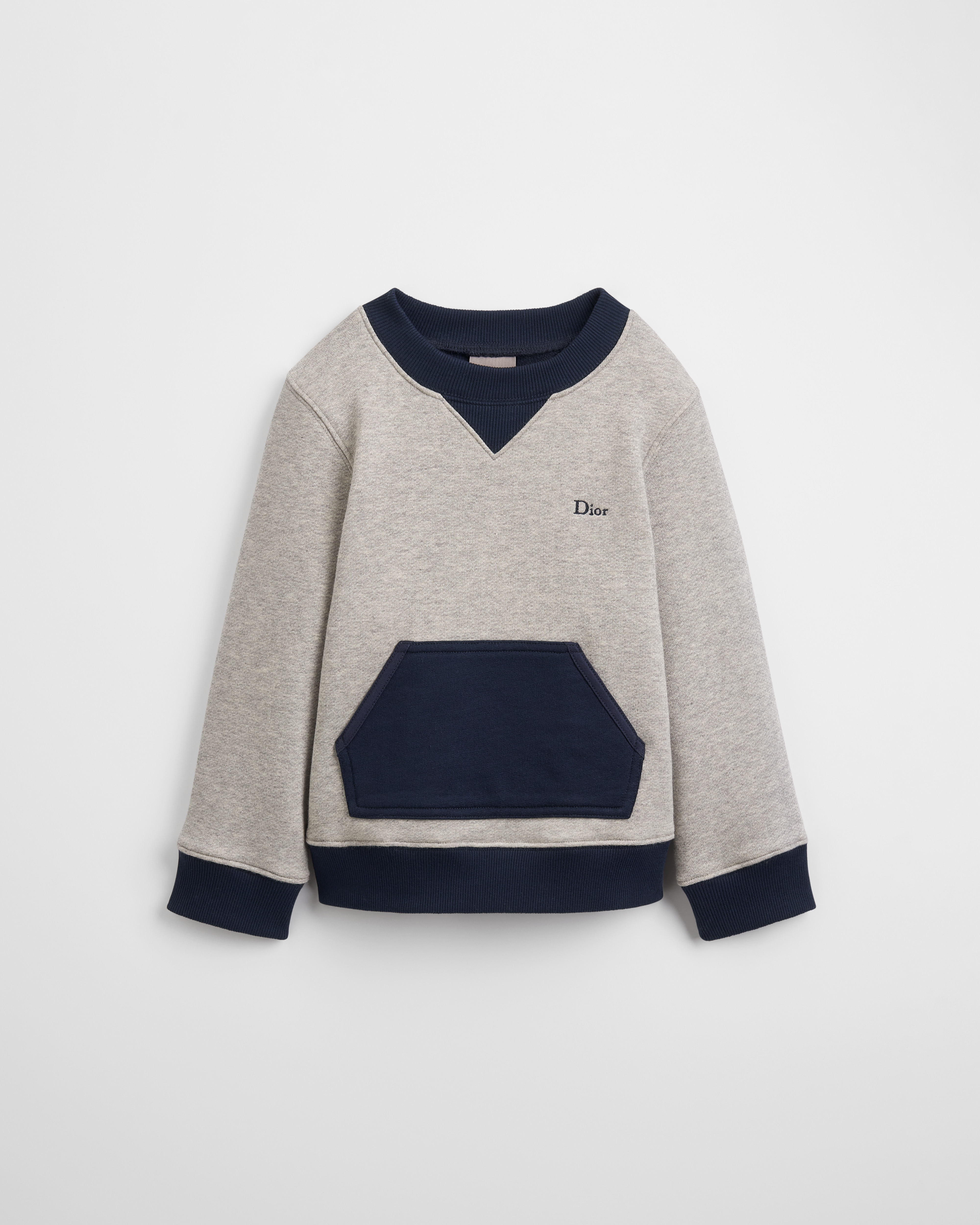 Kids' Sweatshirt Heathered Gray and Navy Blue Cotton Fleece E01