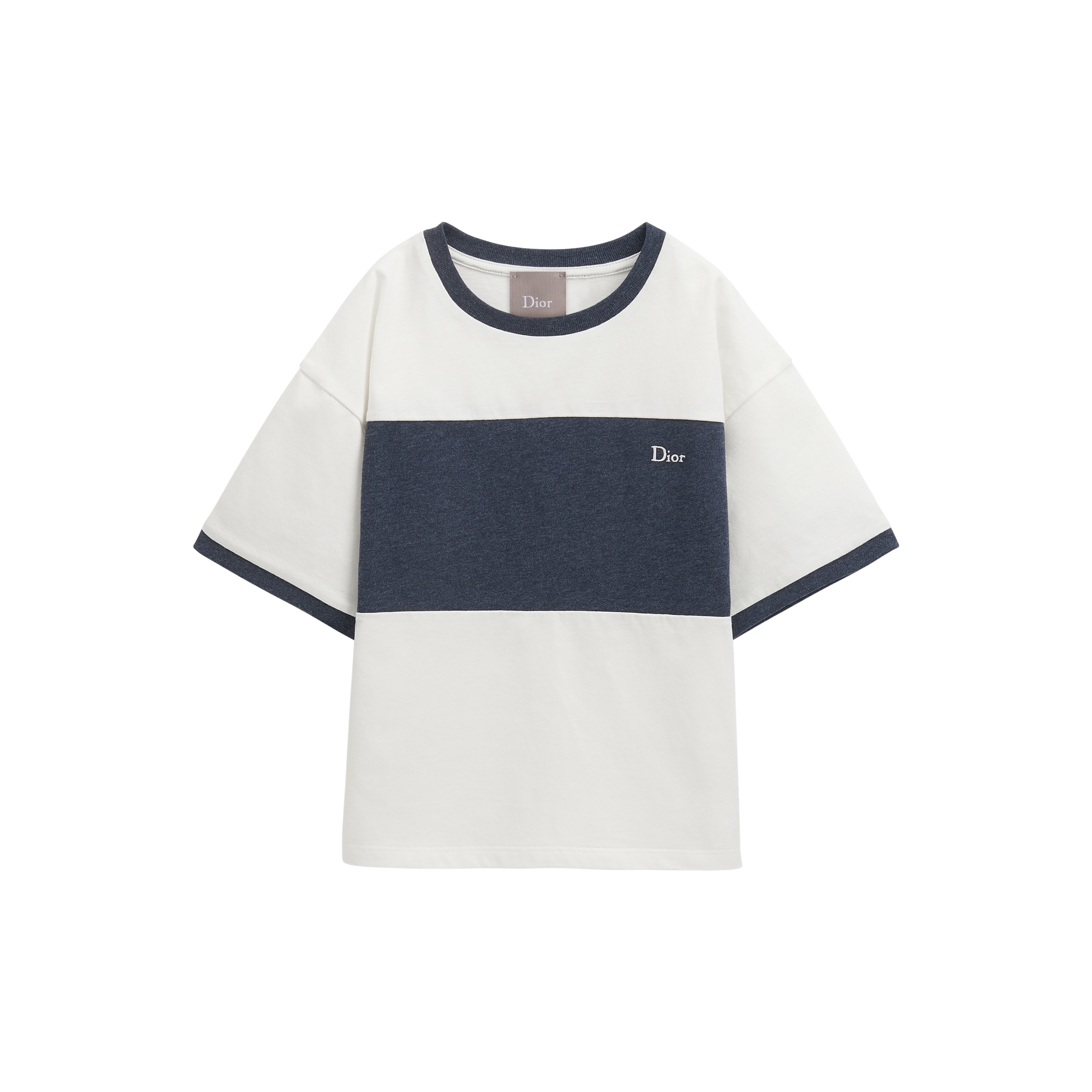 Kids' T-Shirt Ivory and Navy Blue Cotton Jersey E01