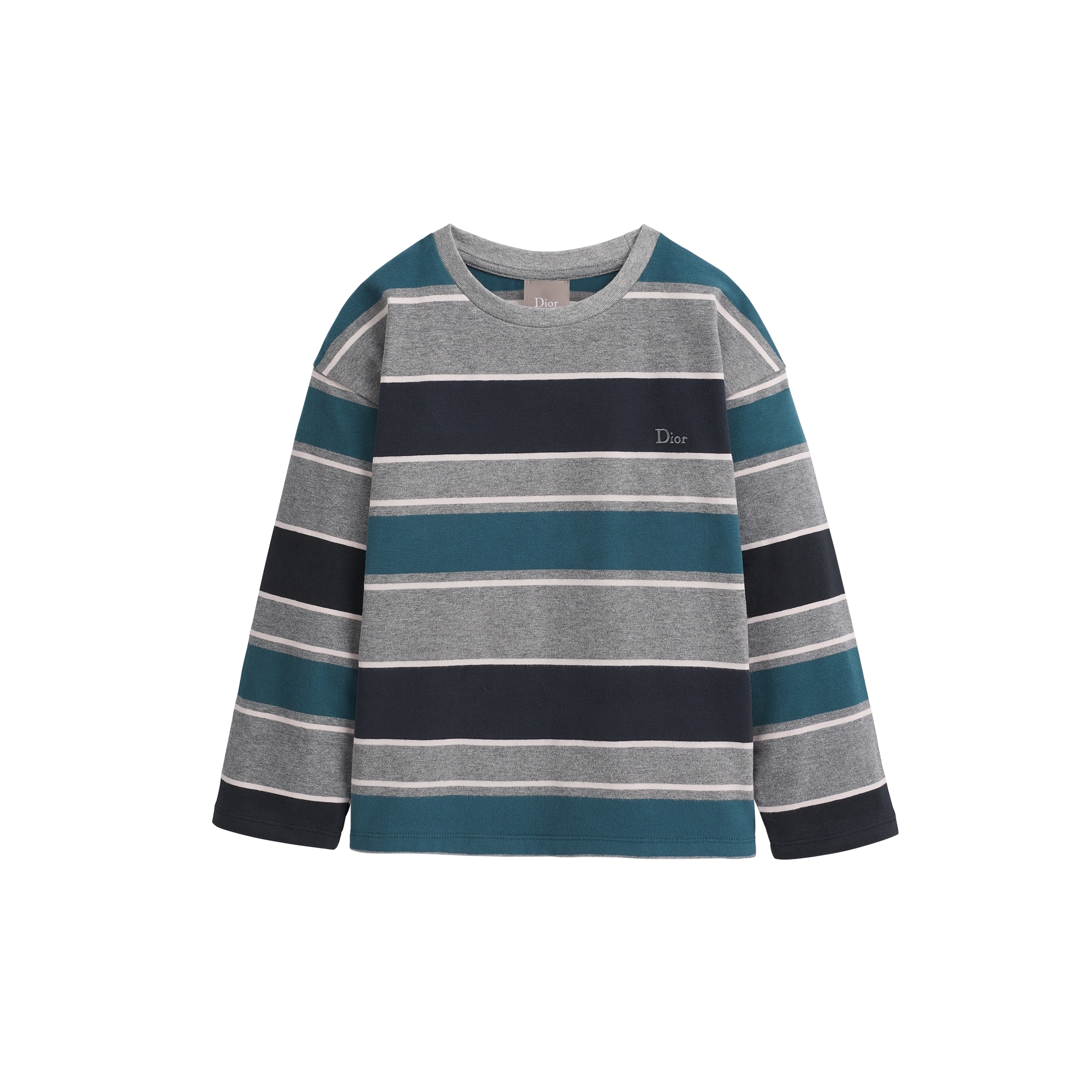 Kids' Long-Sleeved T-Shirt Multicolor Striped Cotton Jersey E01