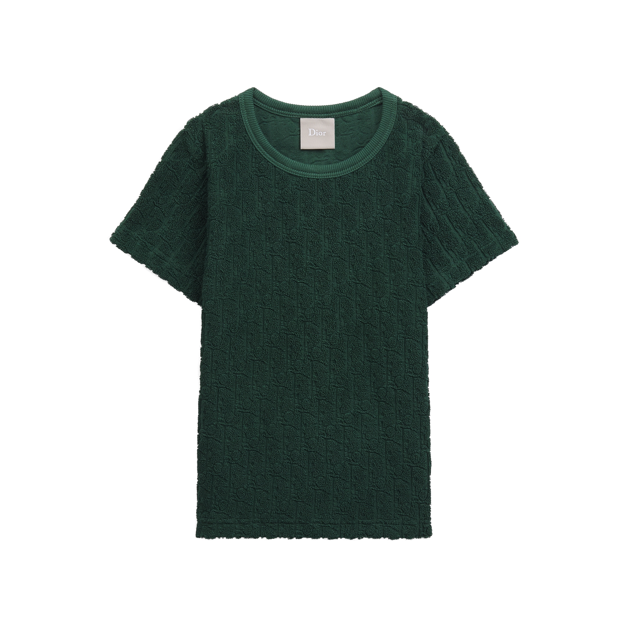 Kids' T-Shirt Green Spongy Dior Oblique Jacquard Cotton E01