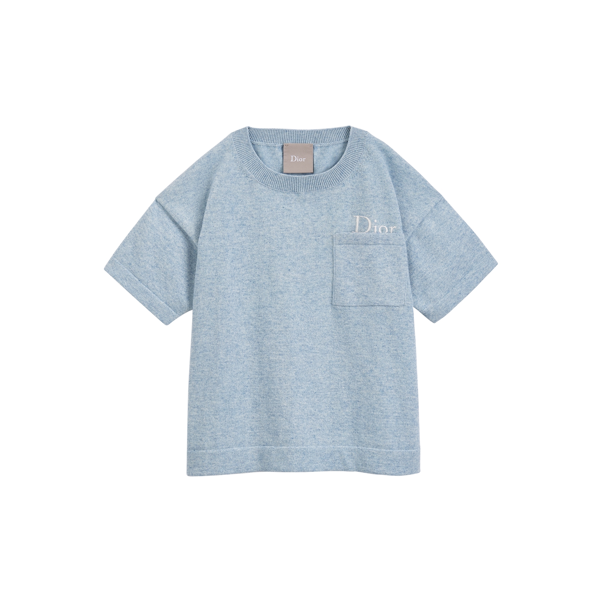  Maille de coton et cachemire bleu clair chinés