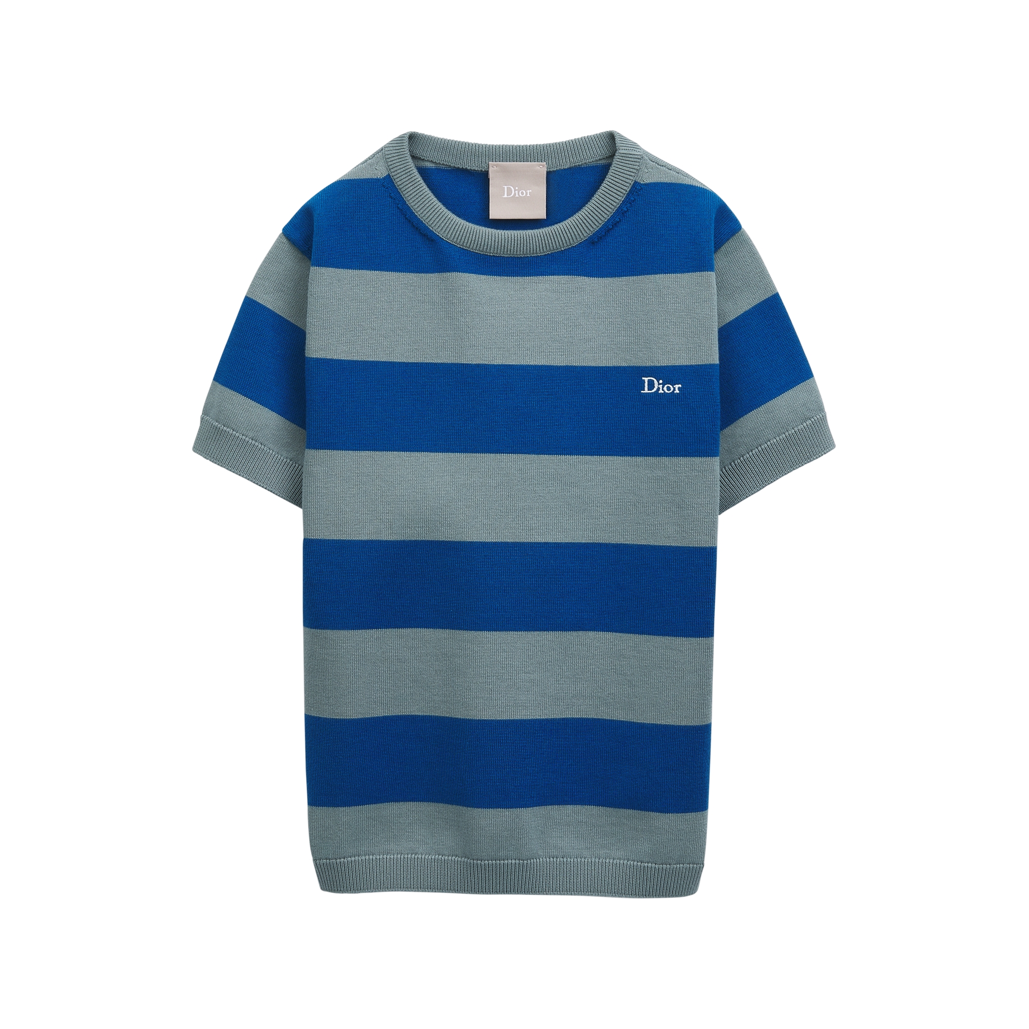 Kids' T-Shirt Blue and Gray Striped Cotton Knit E01