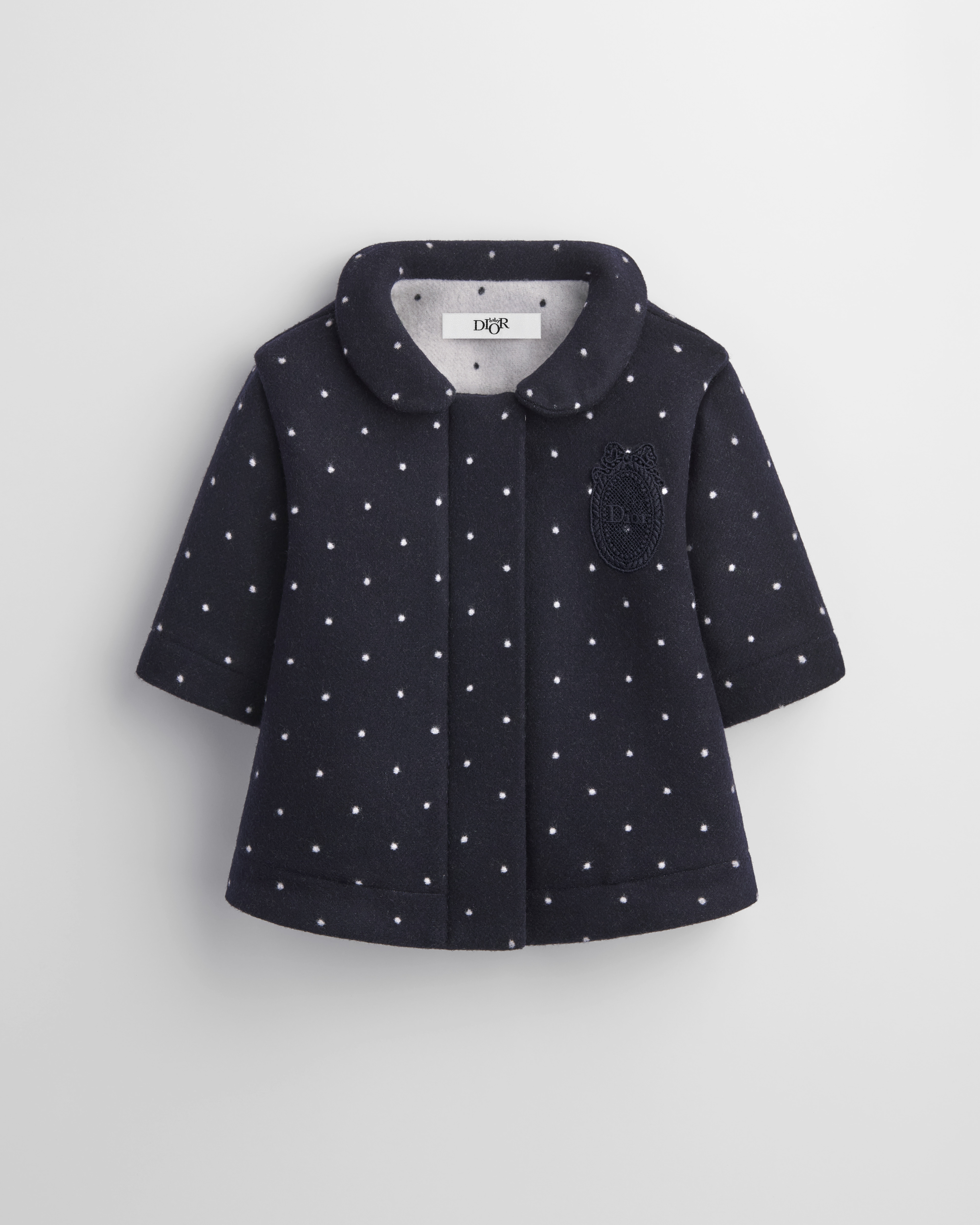 Cappotto per neonate Lana blu navy a pois E01