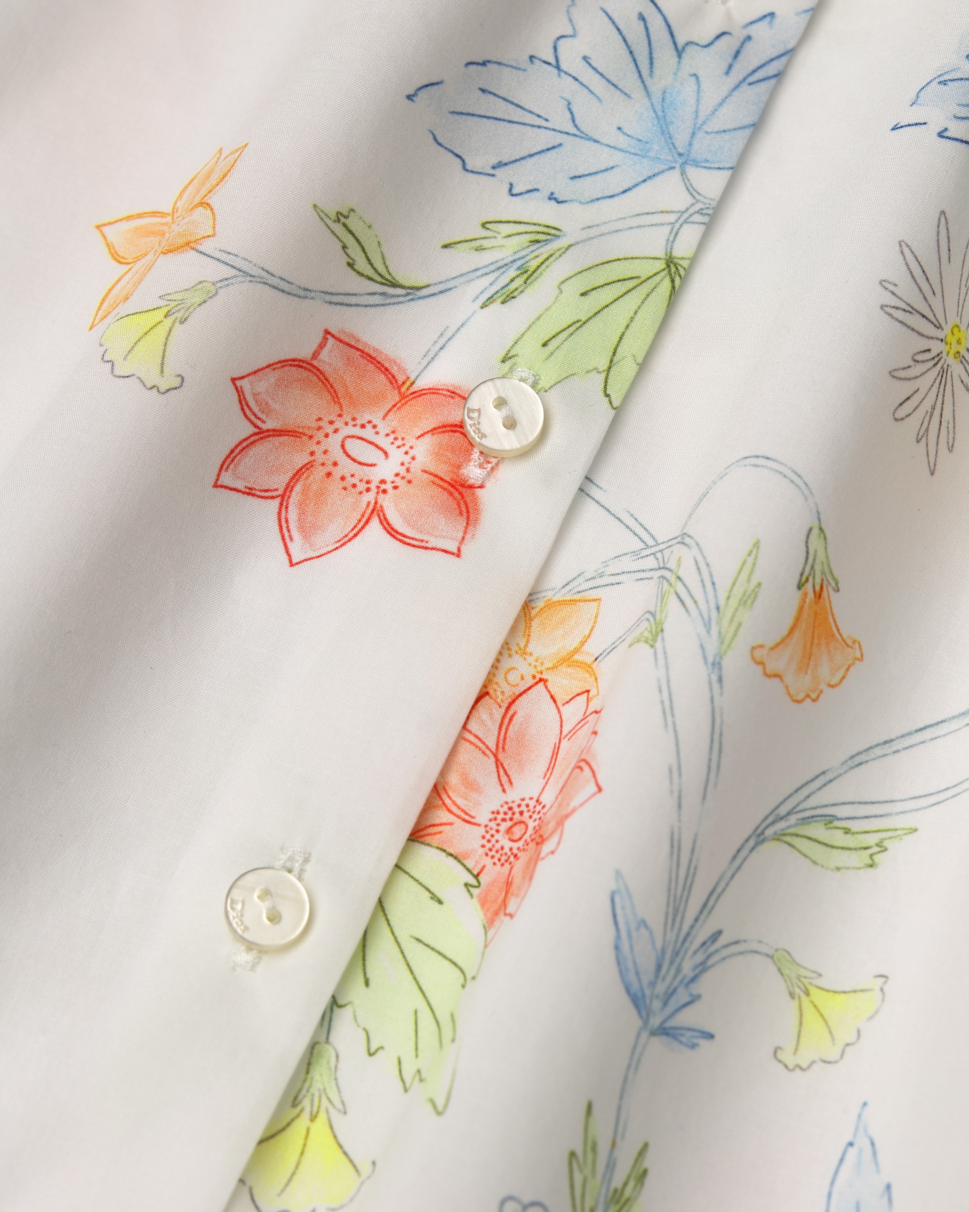 Ausgestelltes Kleid für Babys Baumwollpopelin in Elfenbeinfarbe mit saisonalem Blumenmotiv in mehreren Farben E10