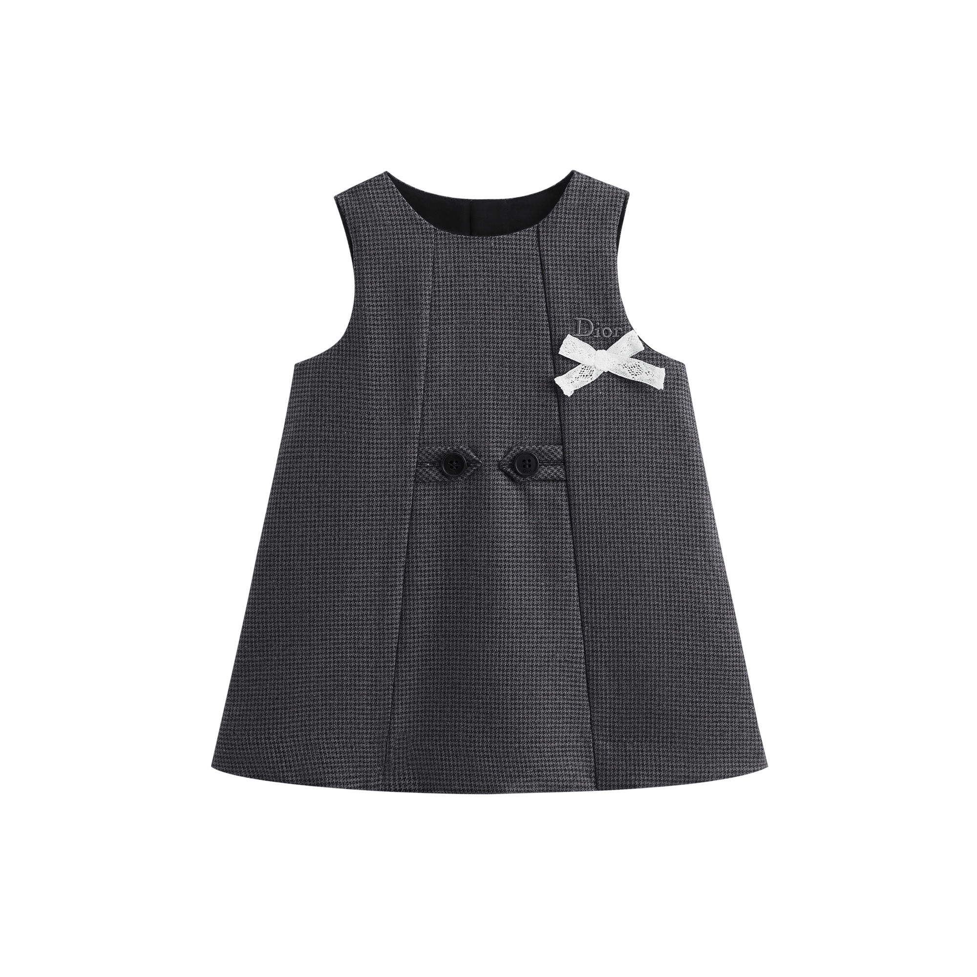 Baby A-Line Dress Anthracite Gray Nano Houndstooth Wool E01