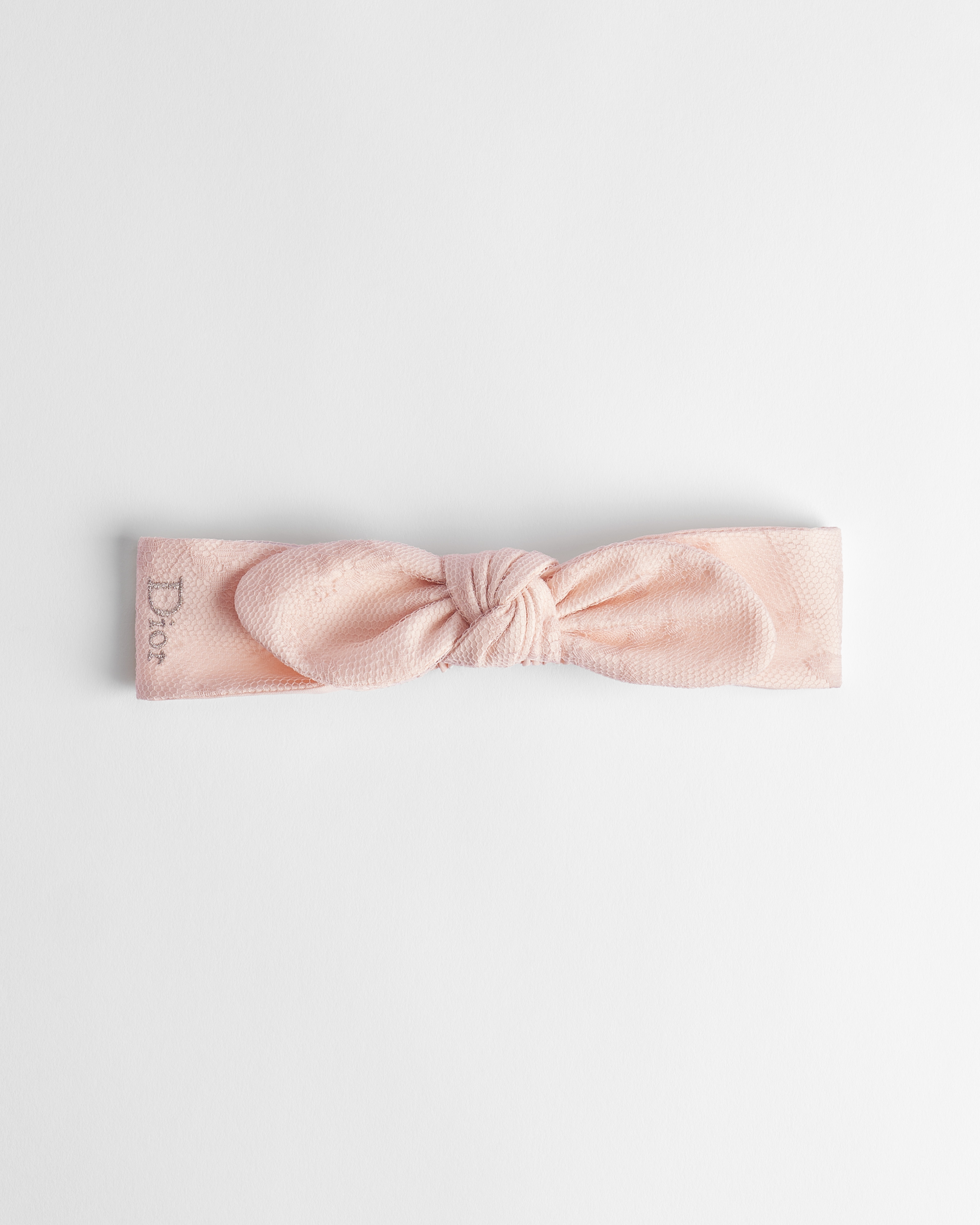 Baby Headband Pale Pink Clover Motif Lace E01