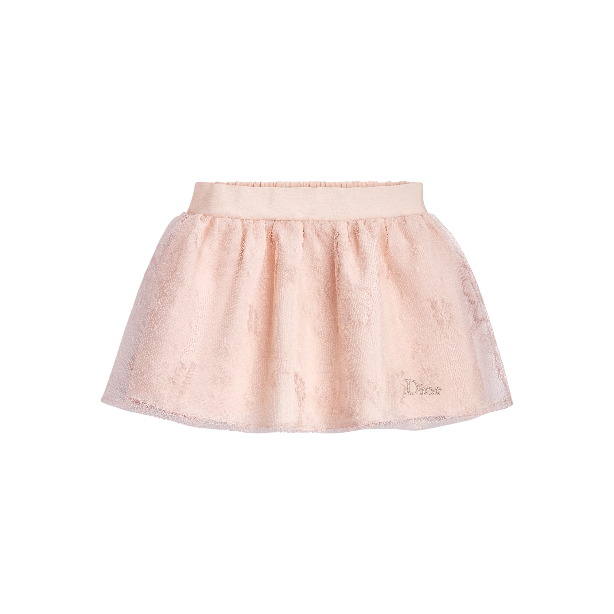 Baby Flared Skirt Pale Pink Clover Motif Lace E01