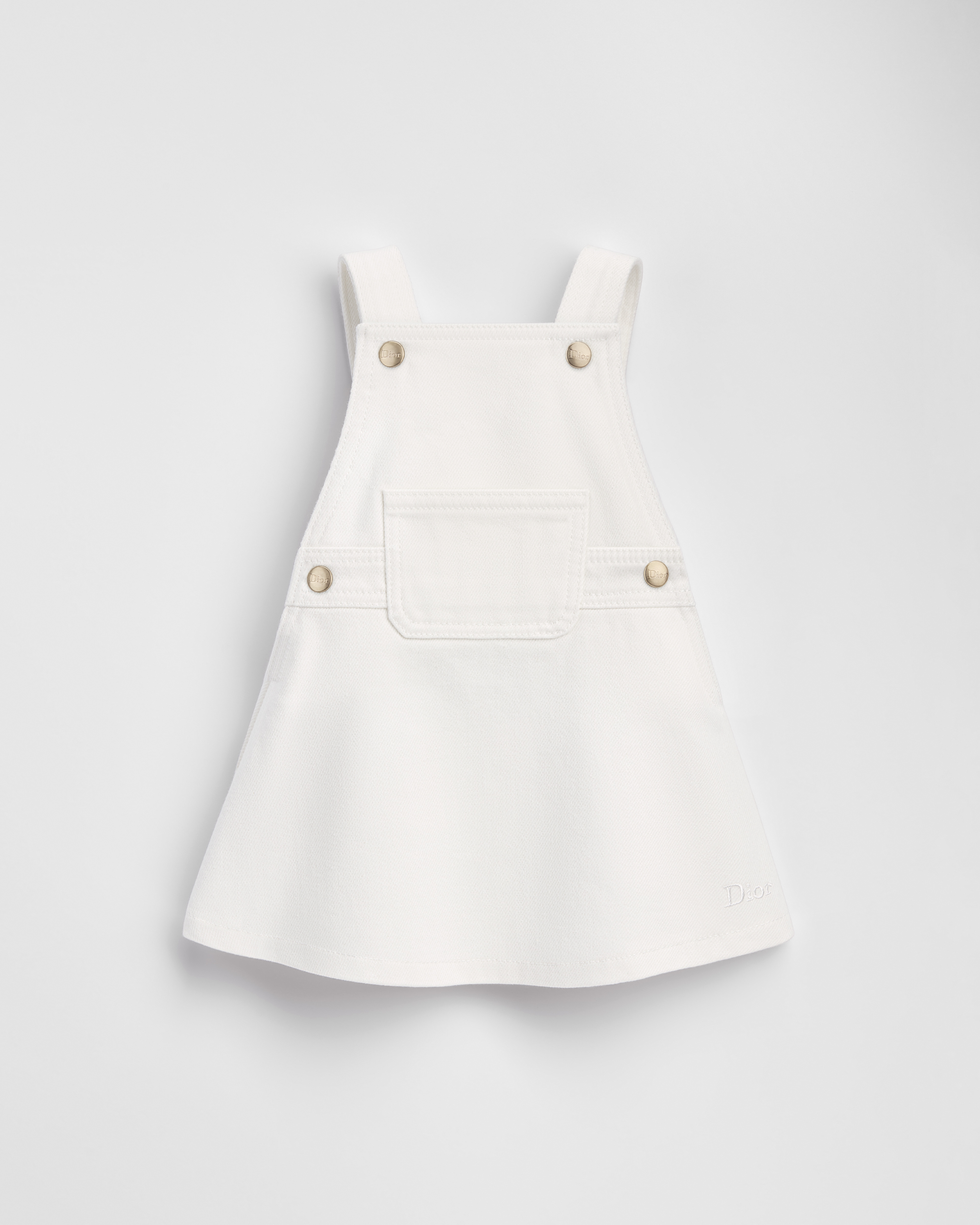 Baby Pinafore Dress Ivory Cotton Denim E01