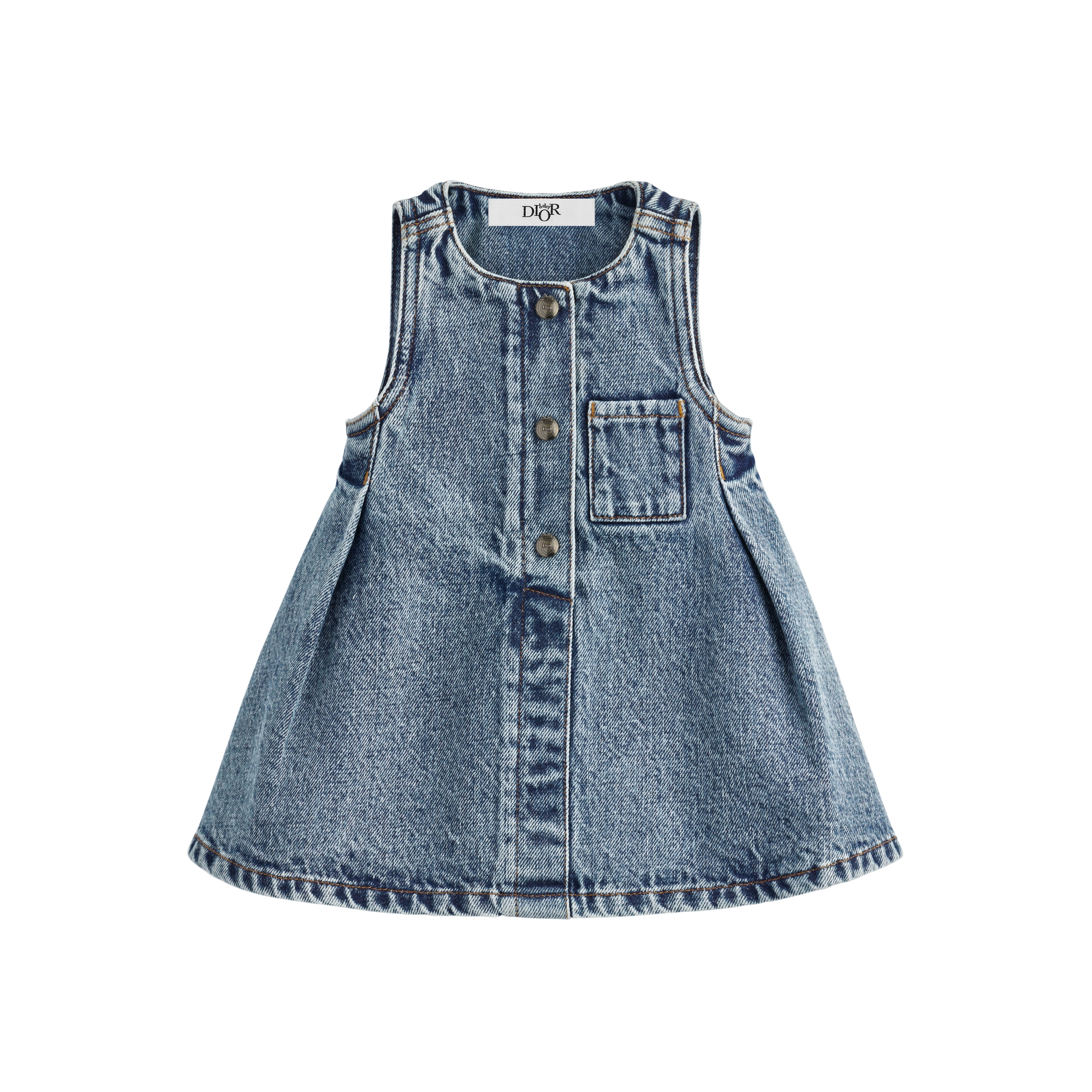 Baby Flared Dress Blue Cotton Denim E01