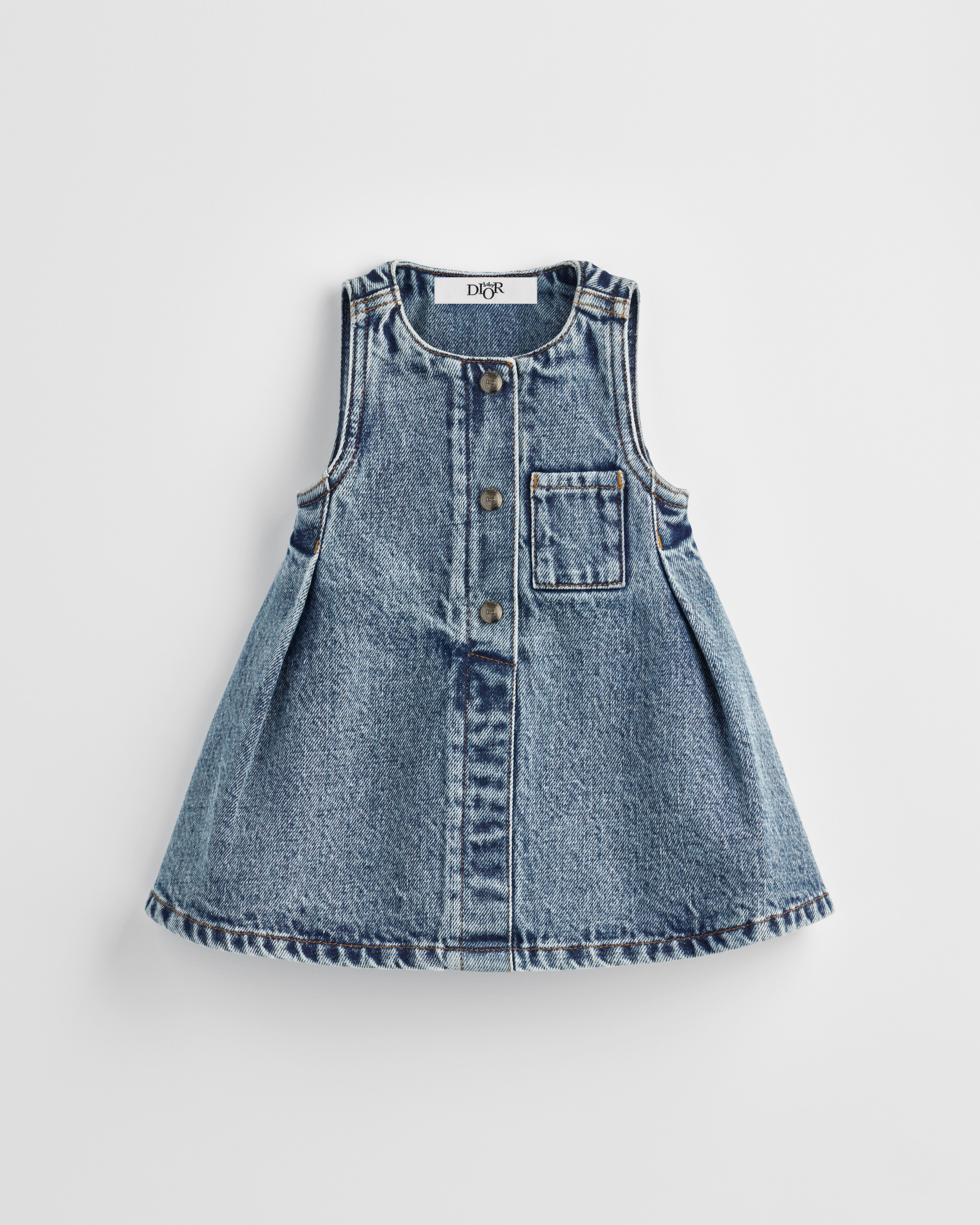 Abito svasato per neonate Denim di cotone blu E01