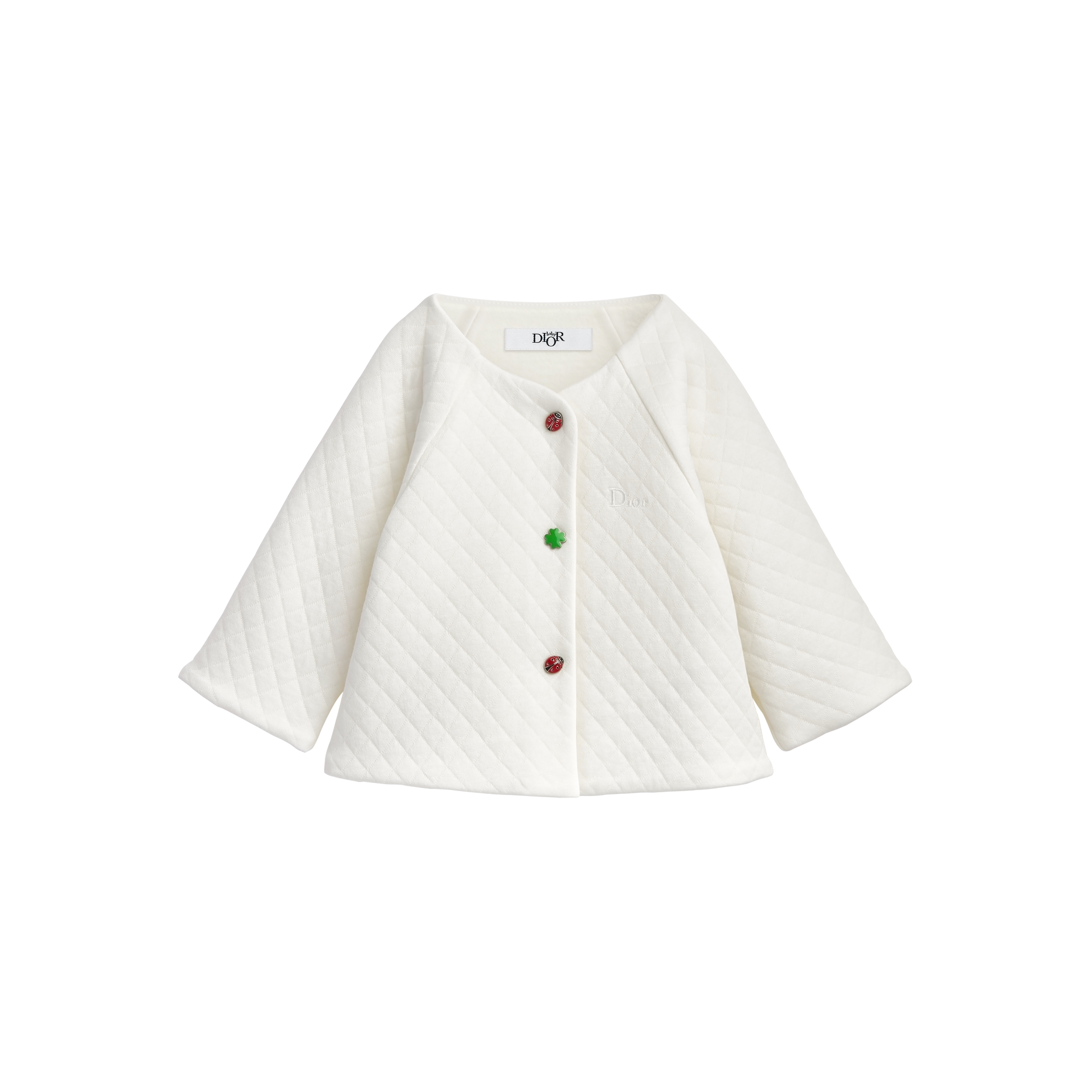 Baby Cardigan Ivory Diamond Motif Cotton Fleece | DIOR