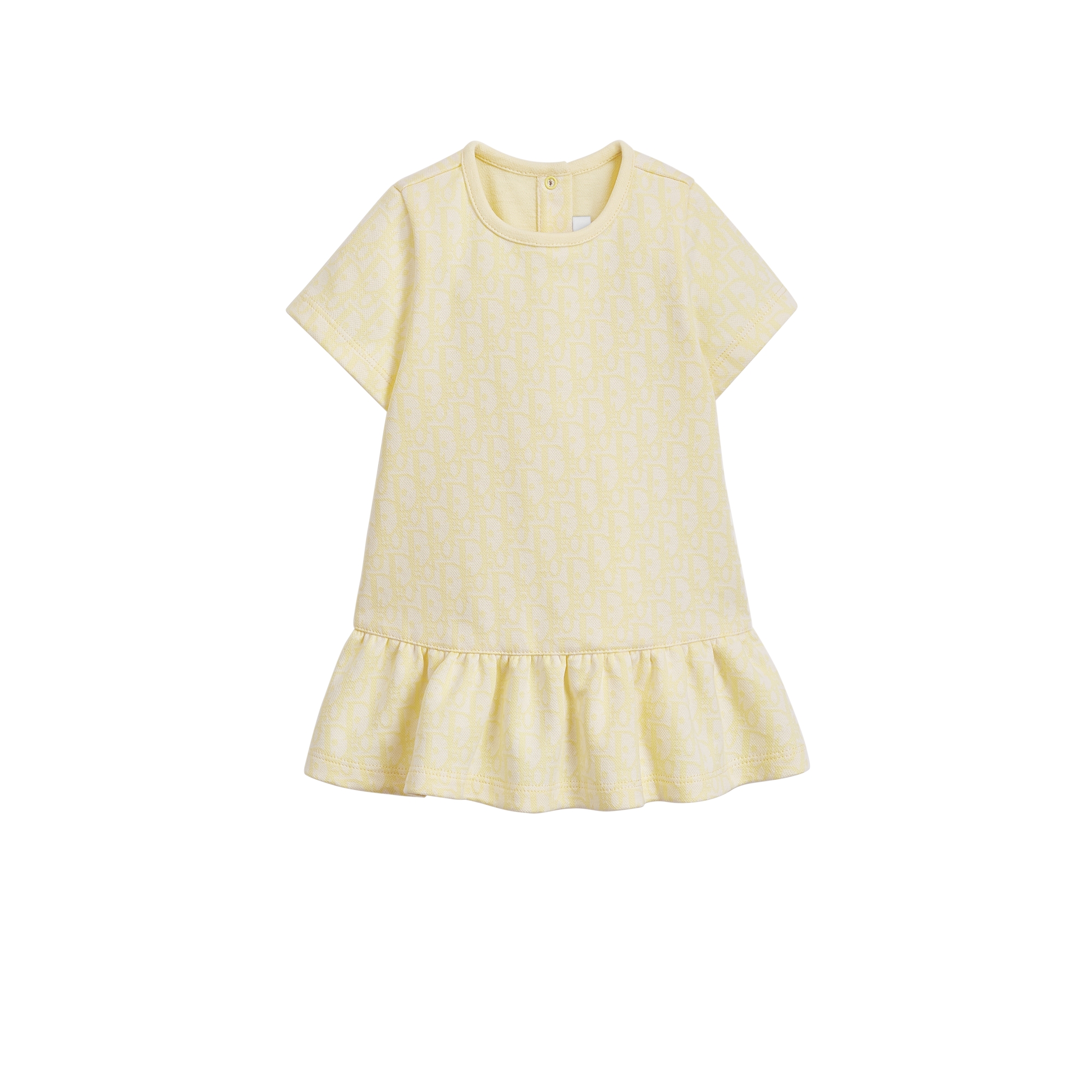 Baby A-Line Dress Pale Yellow Dior Oblique Jacquard Cotton Fleece