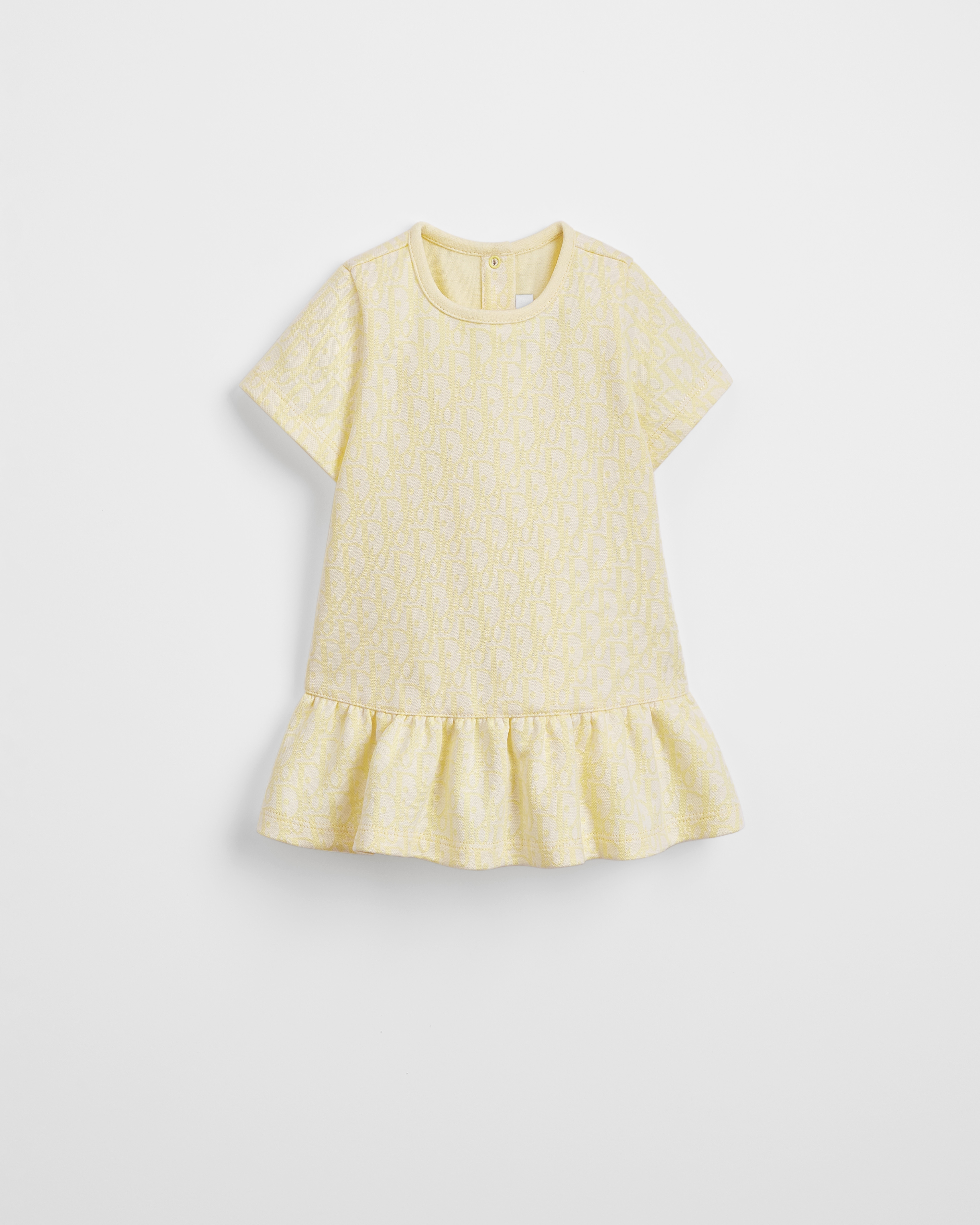 Baby A-Line Dress Pale Yellow Dior Oblique Jacquard Cotton Fleece E01