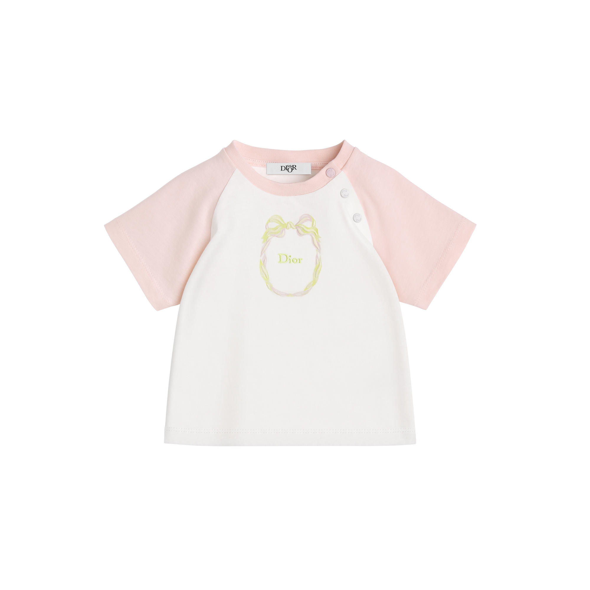 Baby T-Shirt Ivory and Pink Cotton Jersey | DIOR