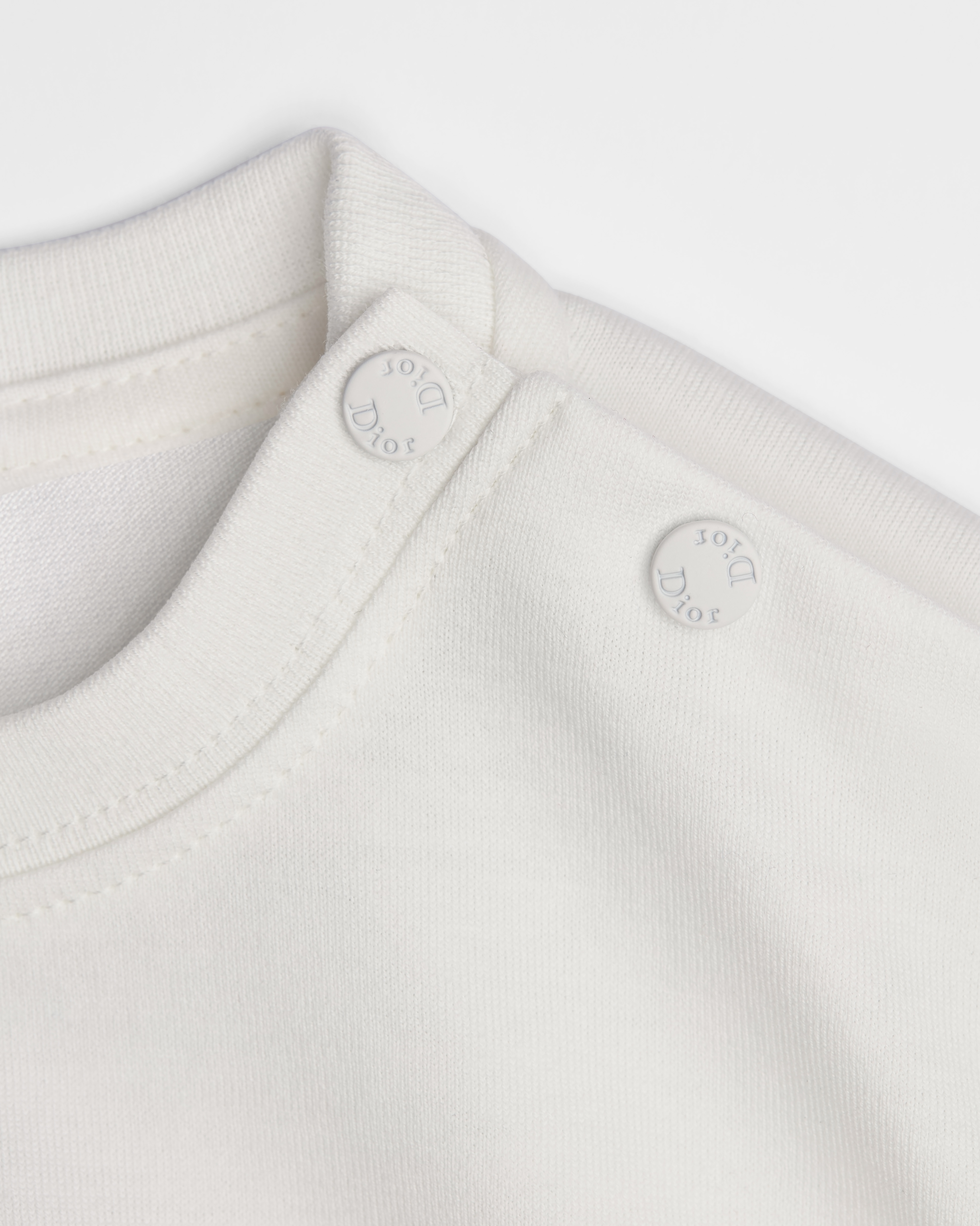 T-shirt per neonate Jersey di cotone bianco con motivo Dior Bows multicolore E10