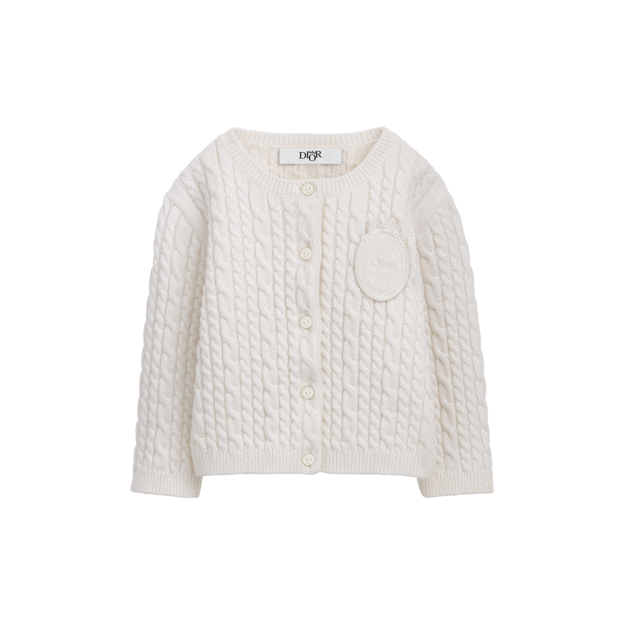 Baby Cardigan Ivory Cable-Knit Wool and Cashmere Blend E01