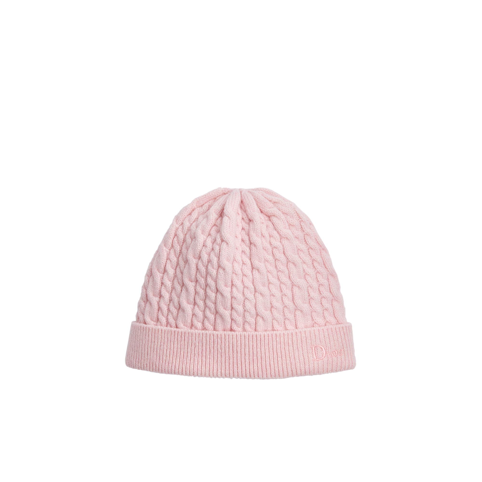 Baby Beanie Pale Pink Cable-Knit Wool and Cashmere Blend E01