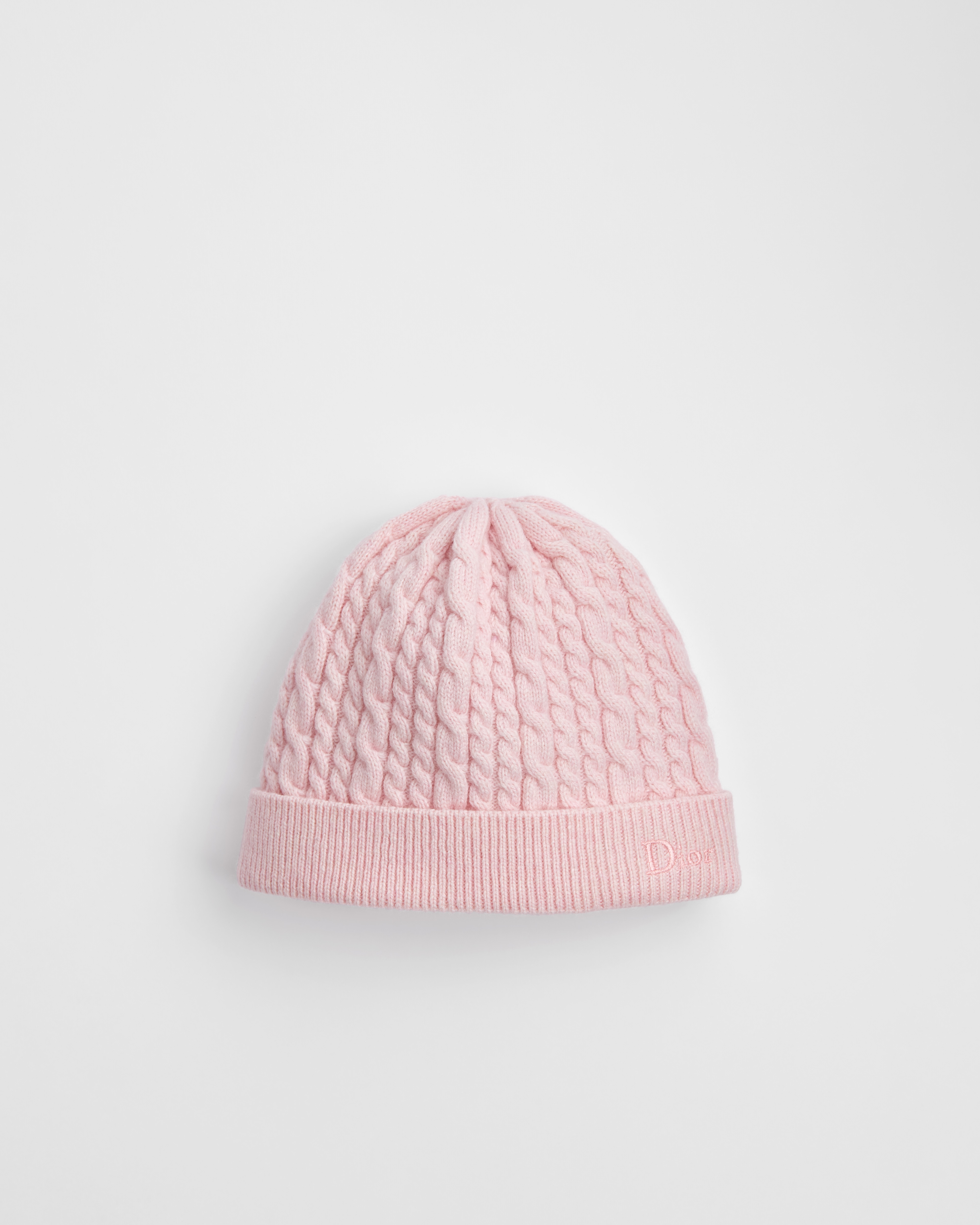 Berretto per neonati Maglia di misto lana e cachemire a trecce rosa pallido E01