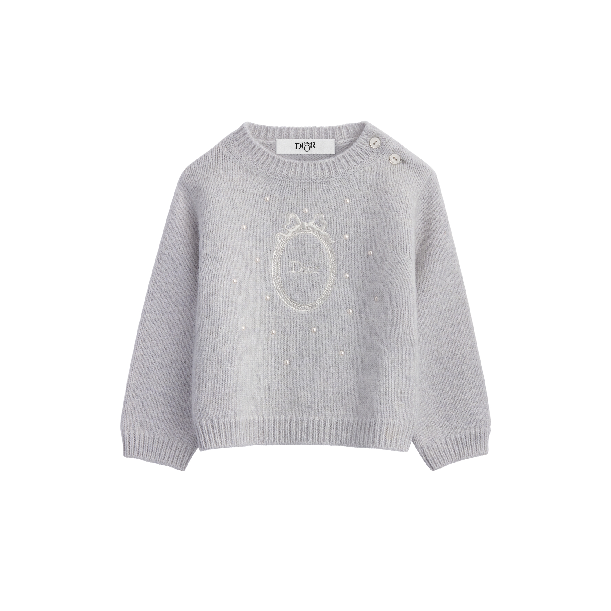 Baby Sweater Light Gray Wool-Cashmere-Blend Knit E01