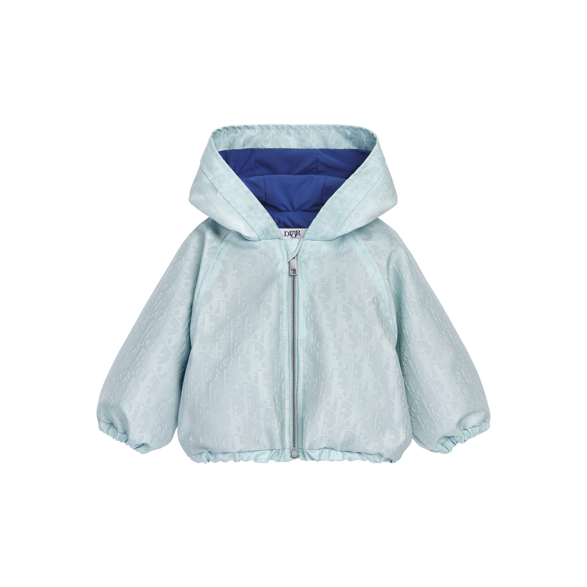 Baby Hooded Windbreaker Jacket Light Blue Dior Oblique Technical