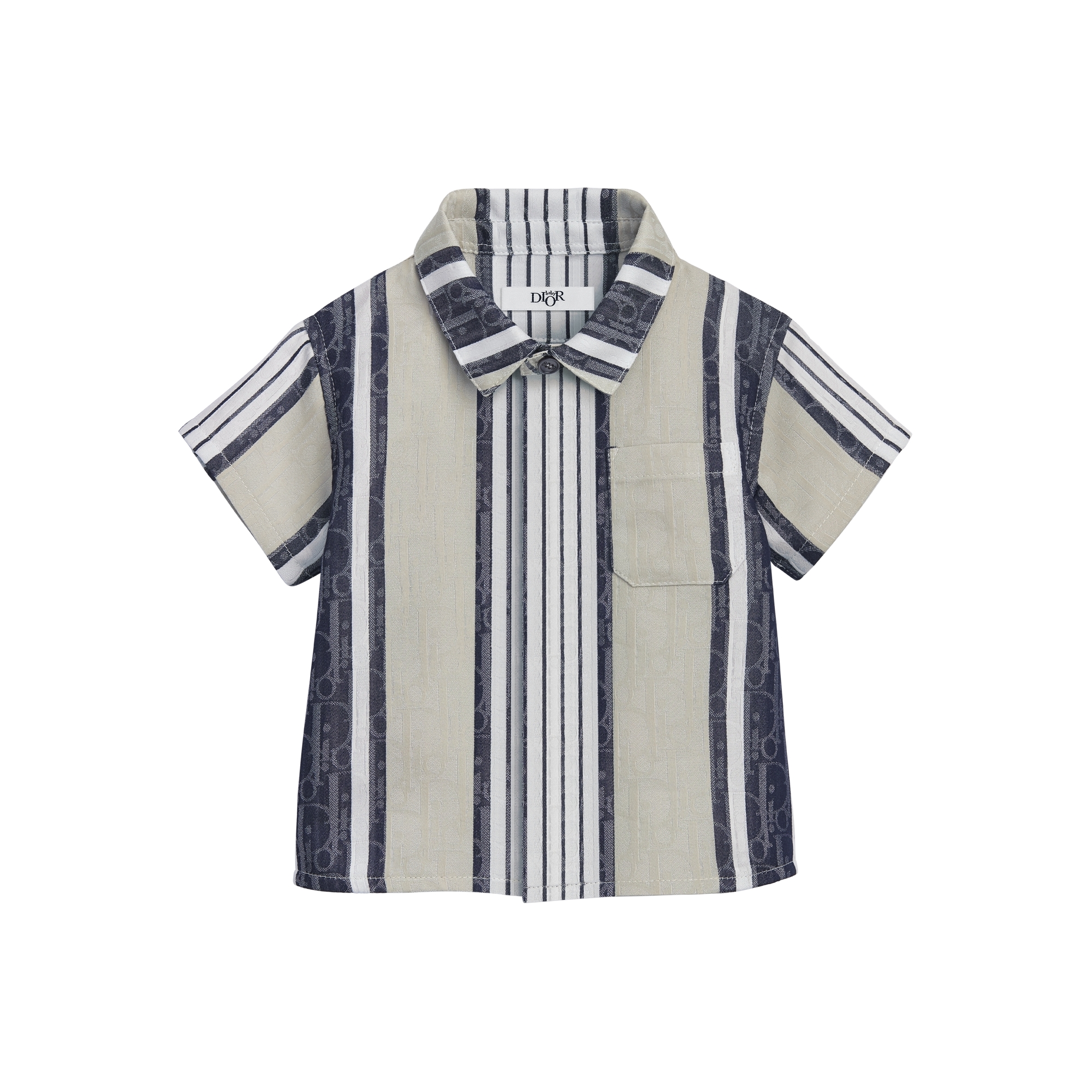 Baby Dior ジャガード　トップス Baby Short-Sleeved Shirt Gray and Blue Striped Dior Oblique Sun