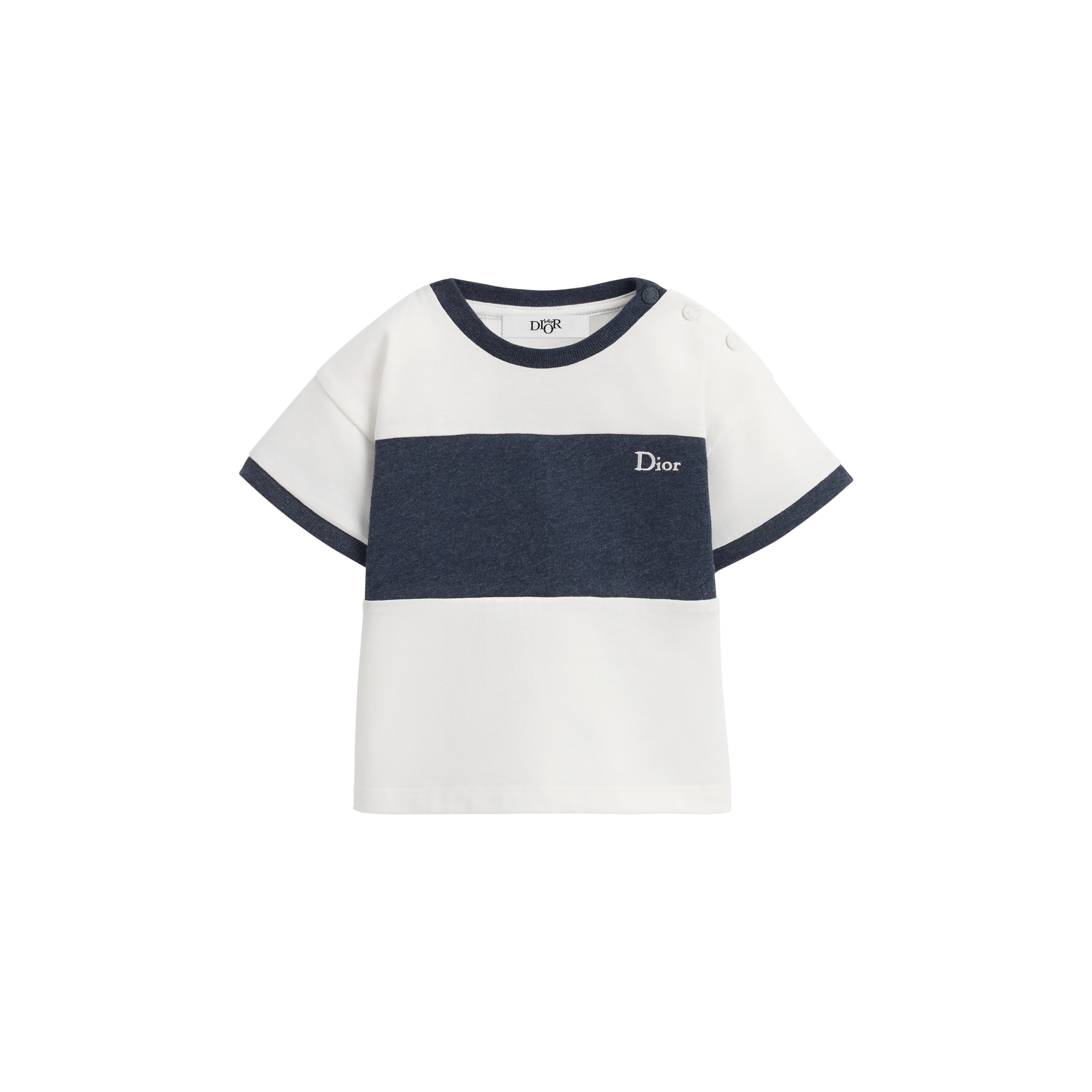 Baby T-Shirt Ivory and Navy Blue Cotton Jersey E01