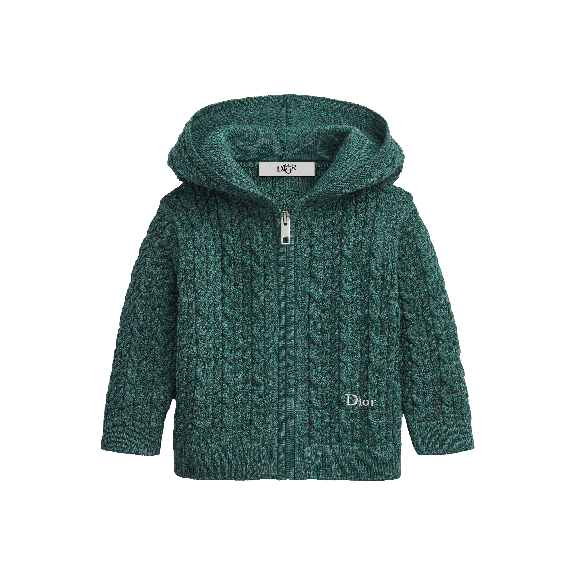  Maglia di misto cotone mouliné verde e grigia a trecce