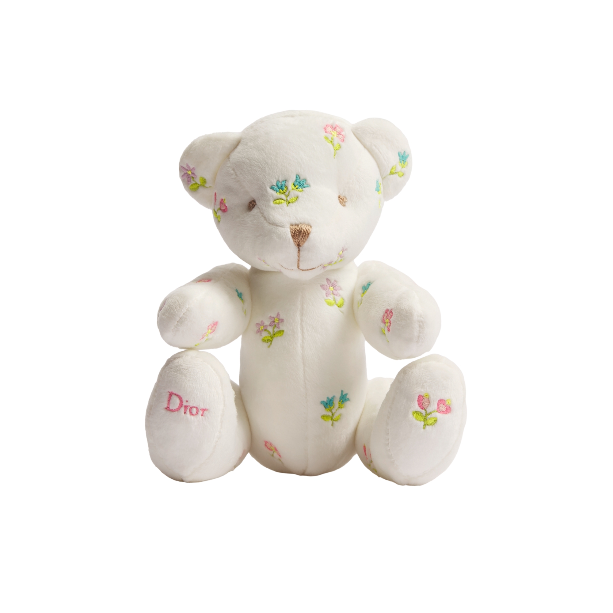 TH様　Dior teddybear Oblique cotton Flower Teddybeer Ivoorkleurig fluweel geborduurd met veelkleurige bloemen