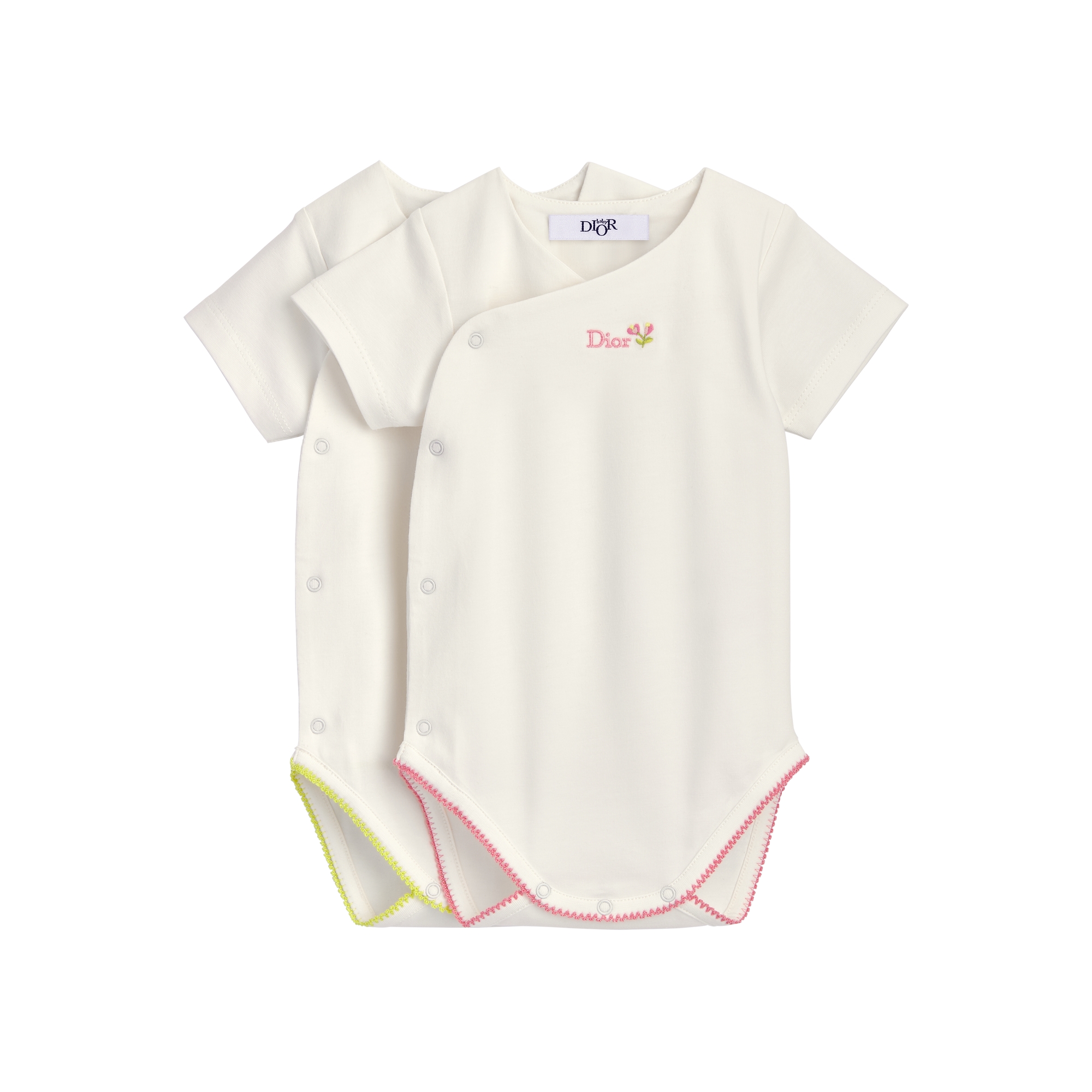 Gift Set with Two Short-Sleeved Bodysuits Ivory Cotton Jersey E01
