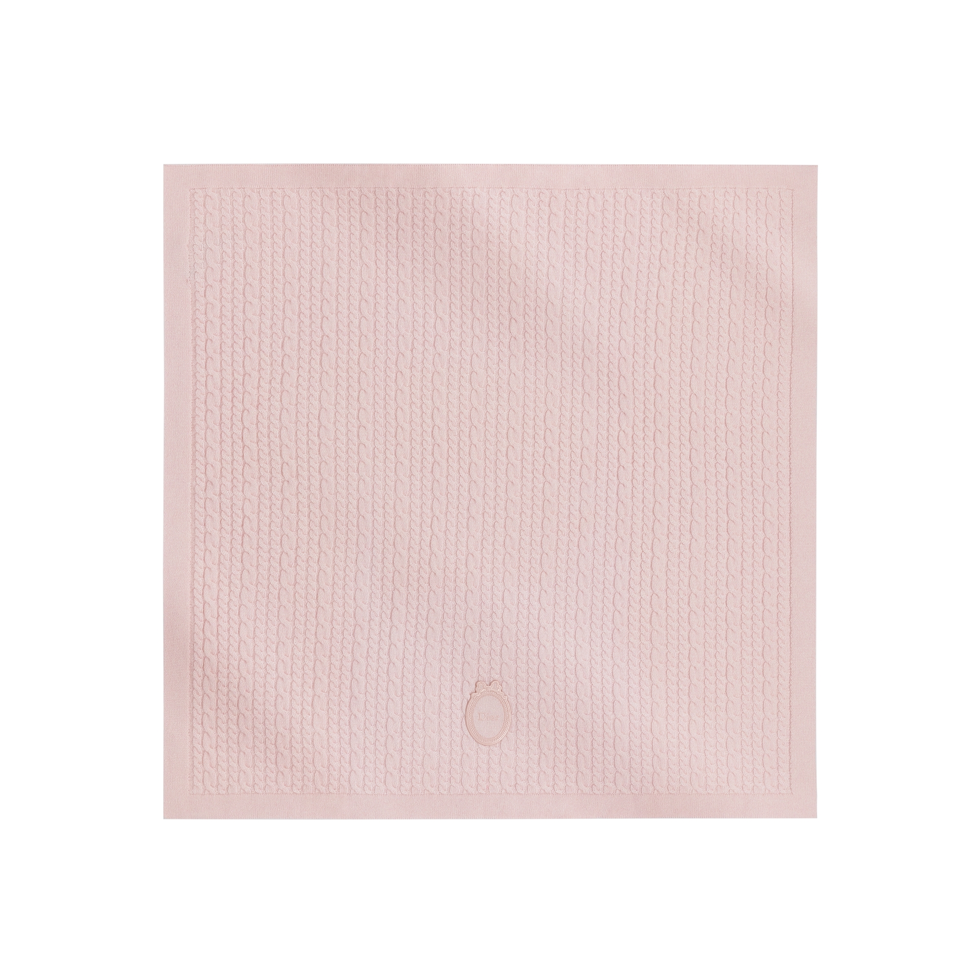 Baby Blanket Pale Pink Cable-Knit Wool and Cashmere Blend E01