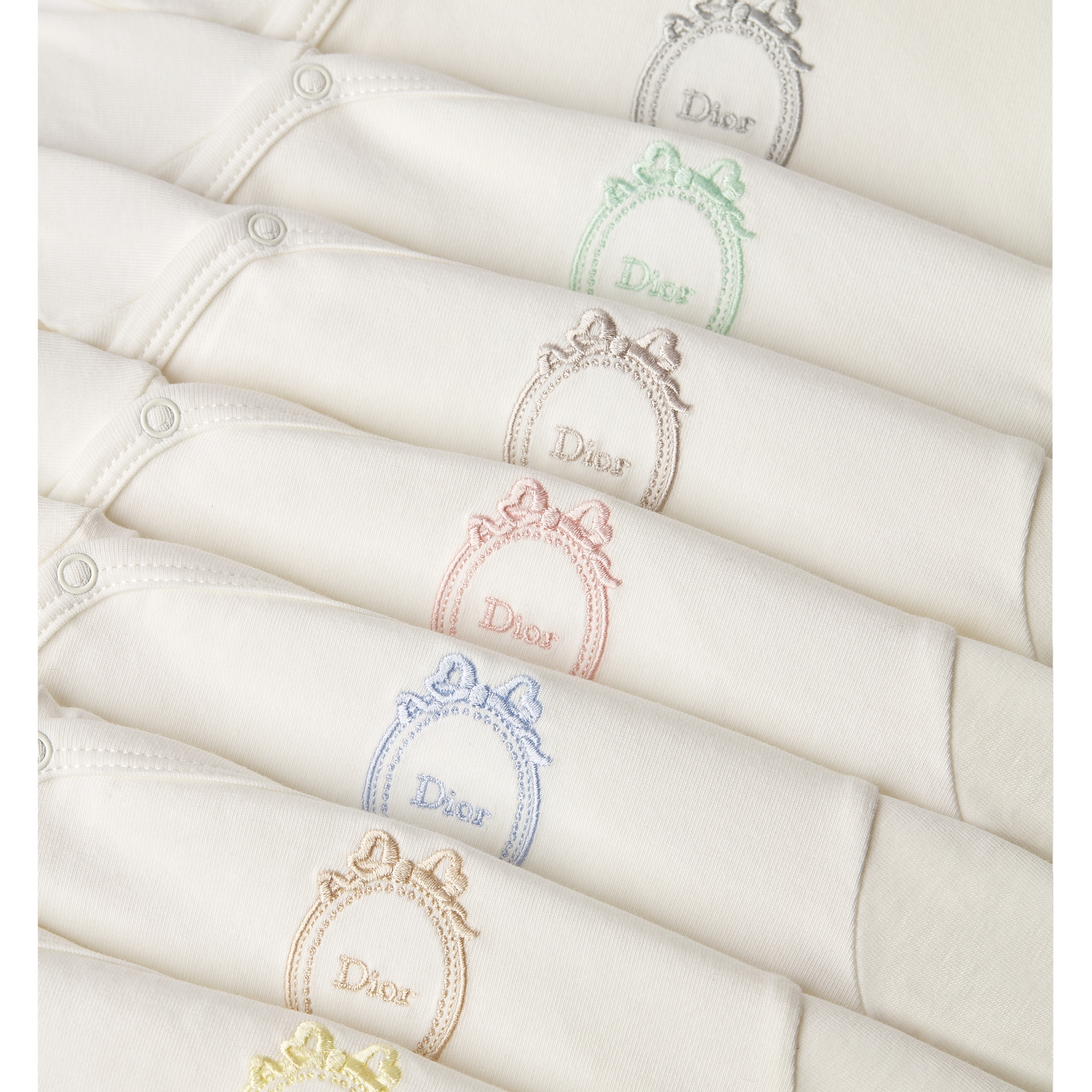 Set of Long-Sleeved Bodysuits Ivory Cotton Jersey E10