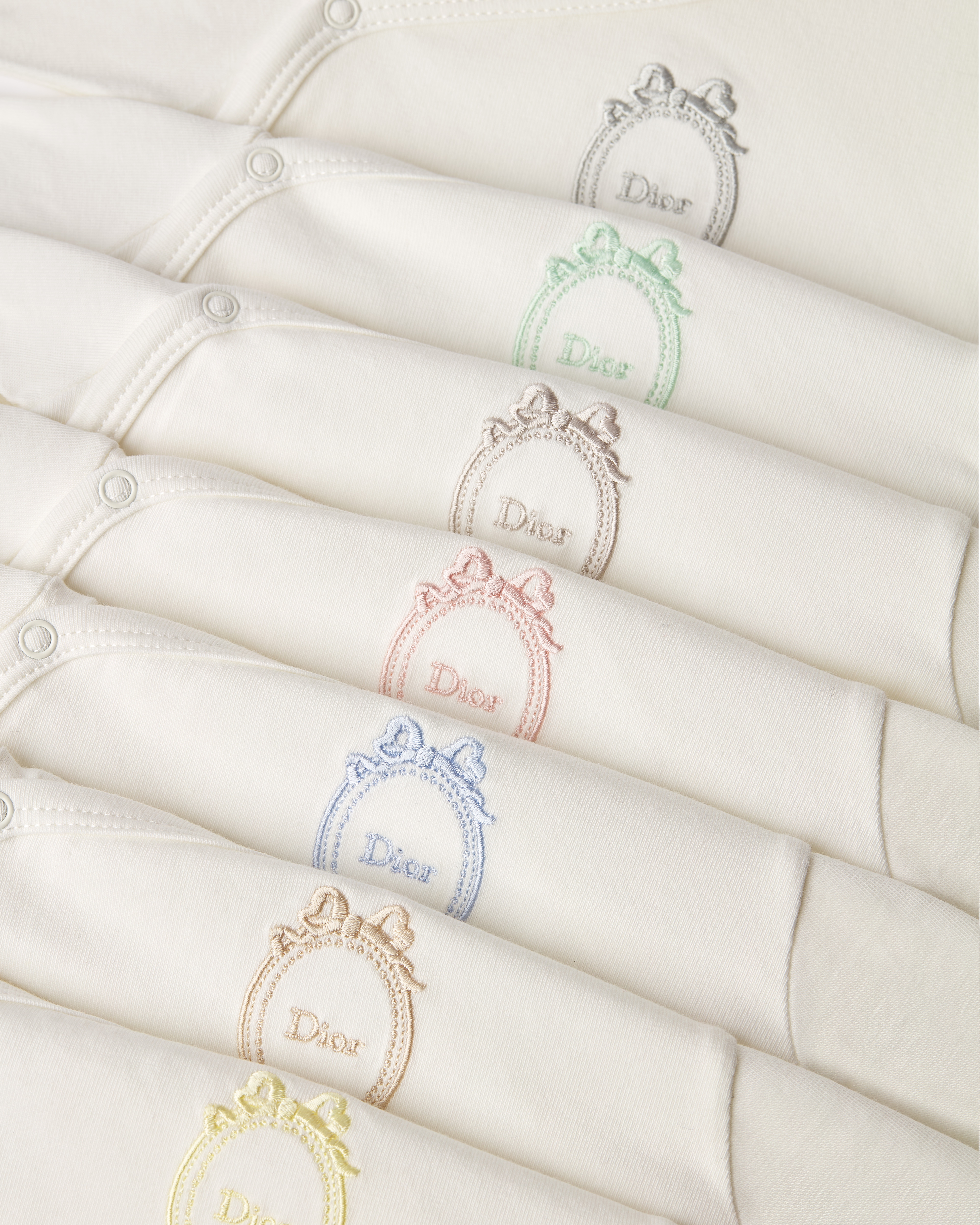 Set of Long-Sleeved Bodysuits Ivory Cotton Jersey E10