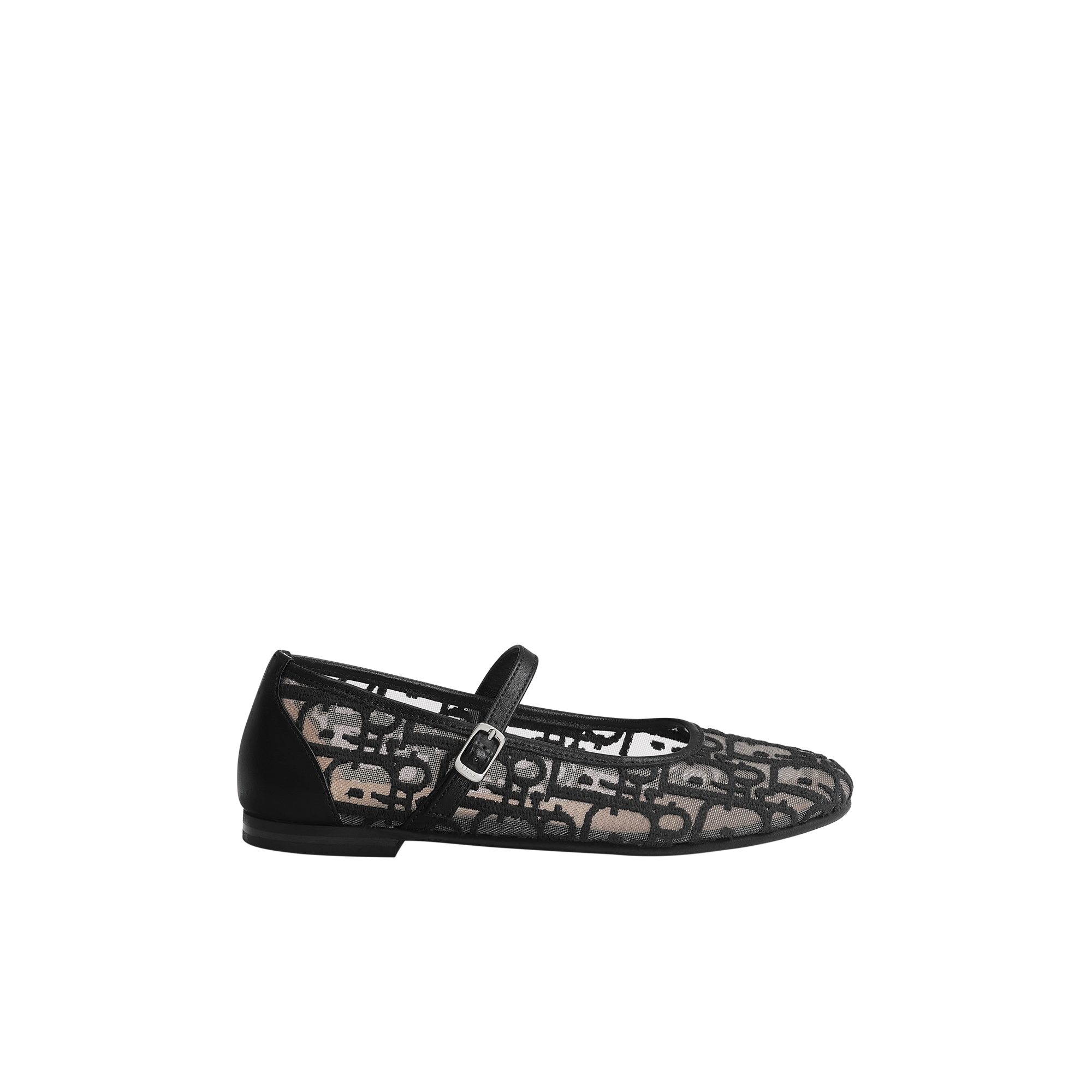 Kids' Ballet Flat Navy Blue Dior Oblique Embroidered Mesh and Calfskin E02