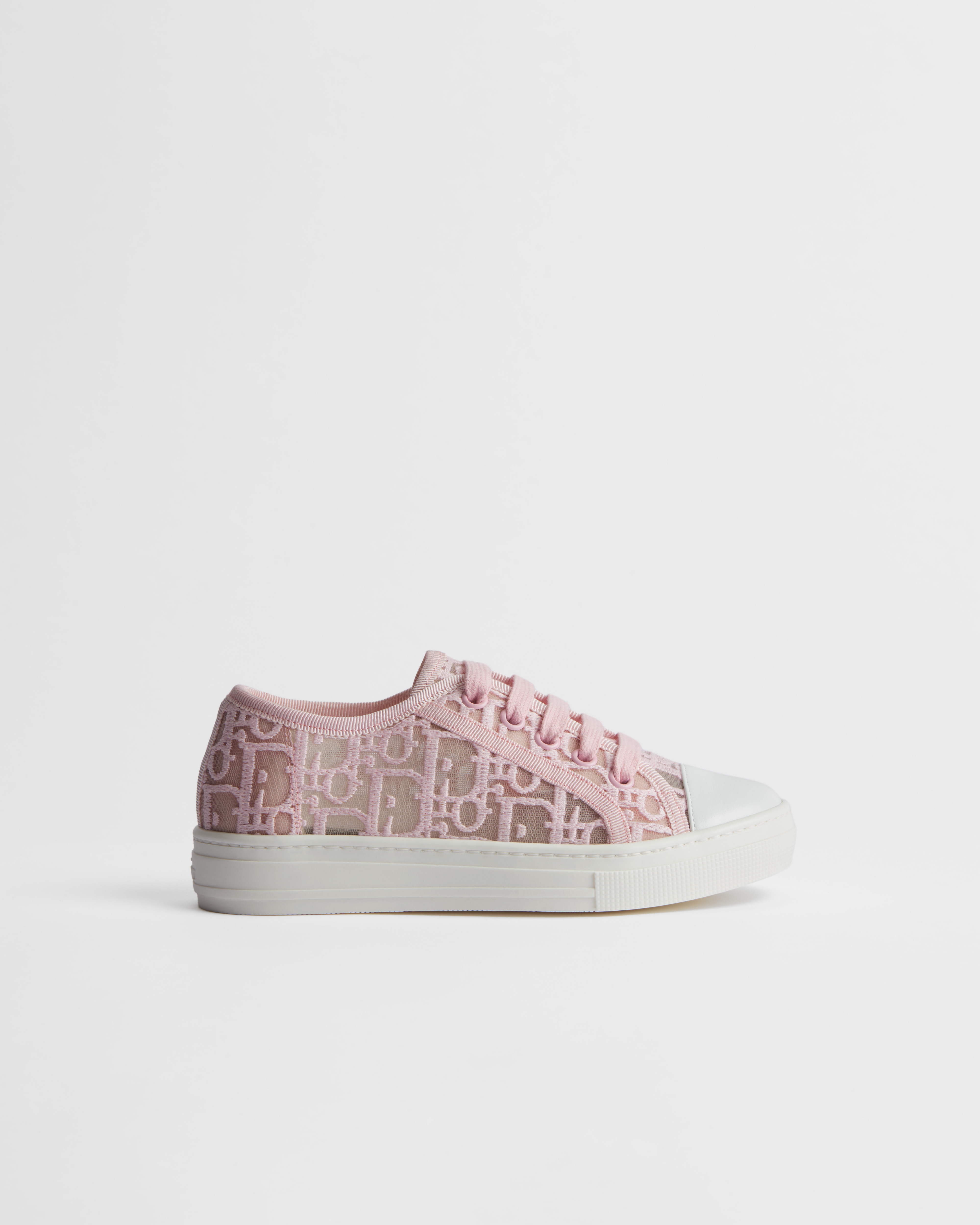 Sneaker Walk'n'Dior enfant Résille brodée Dior Oblique rose pâle E02