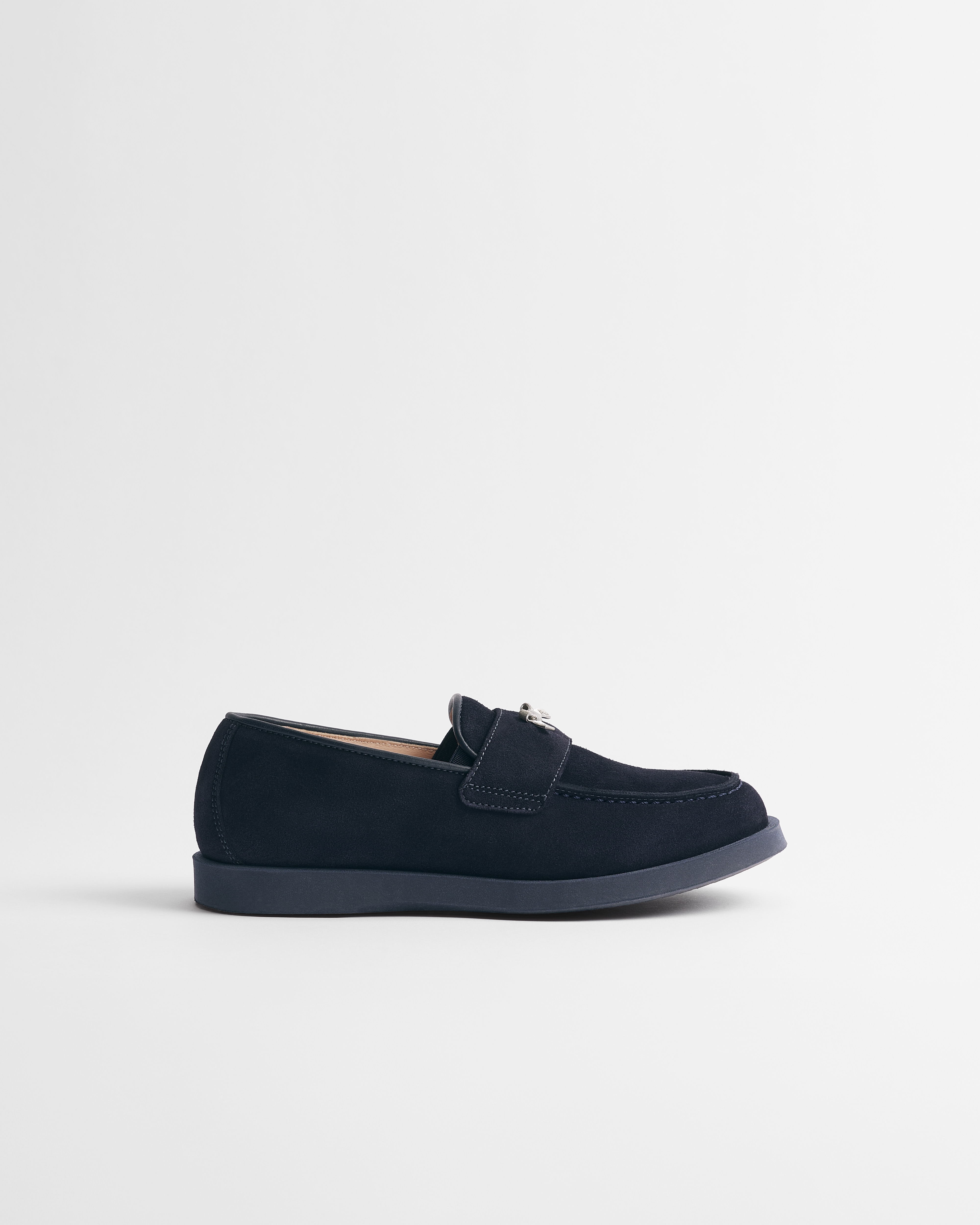 Kids' Loafer Navy Blue Suede Calfskin E02