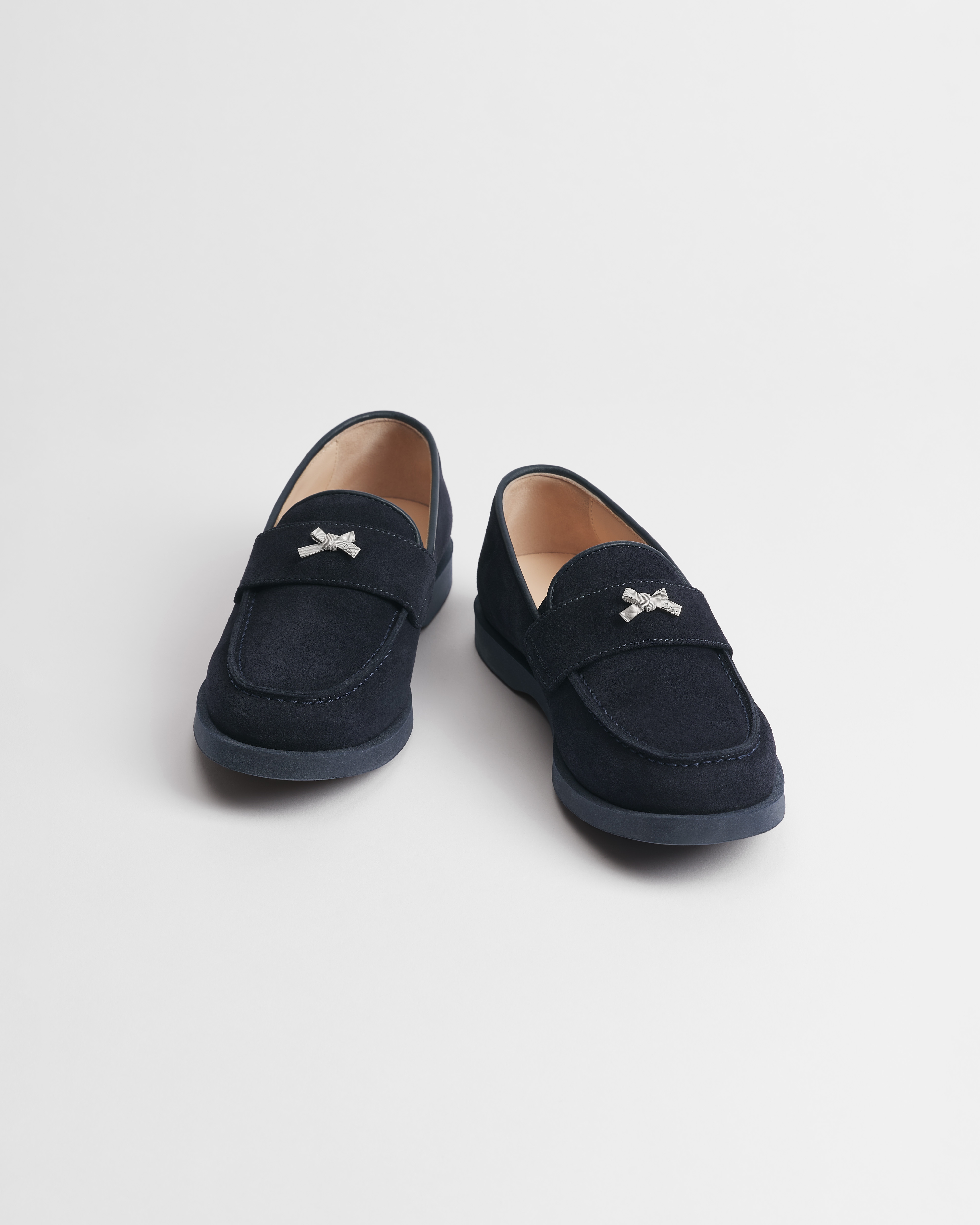 Kids' Loafer Navy Blue Suede Calfskin E06